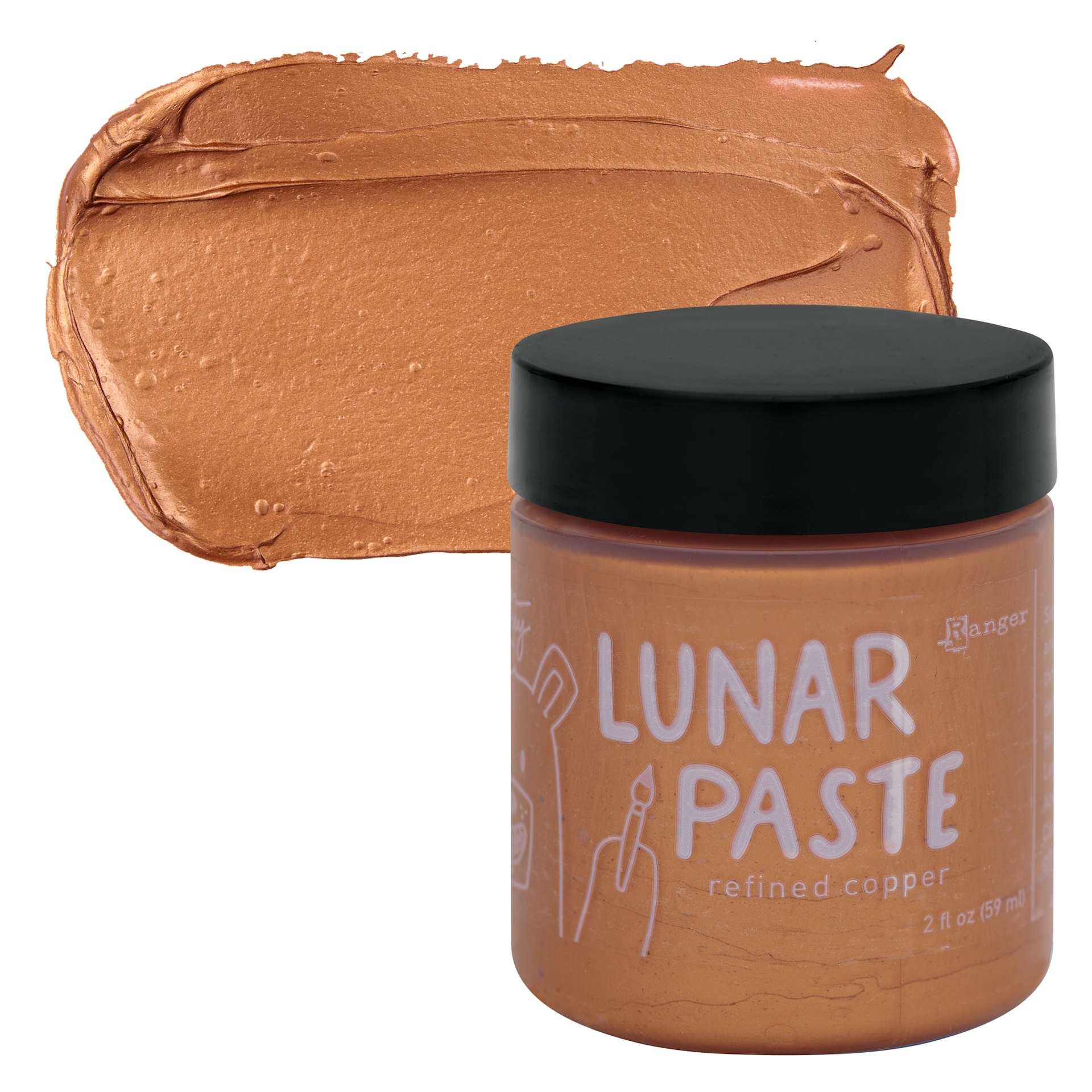 Simon Hurley Create Lunar Acrylic Paste - Refined Copper, 2 oz jar and swatch