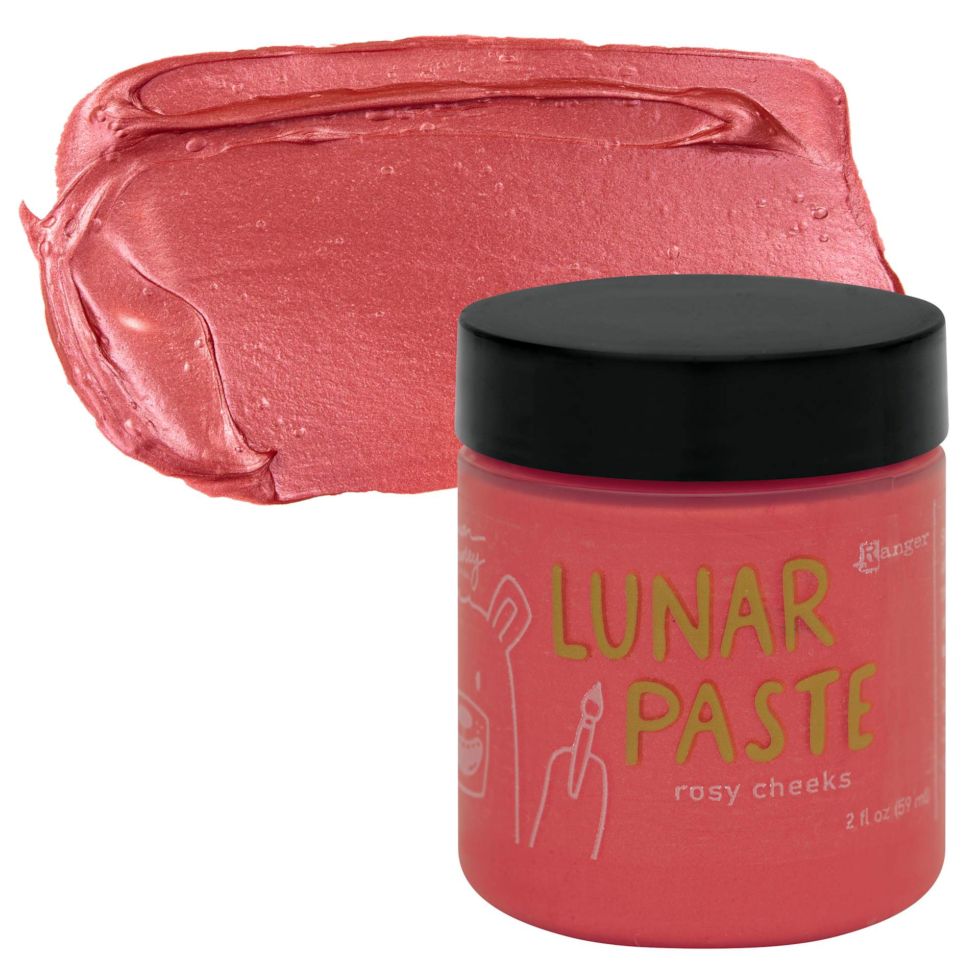 Simon Hurley Create Lunar Acrylic Paste - Rosy Cheeks, 2 oz jar and swatch