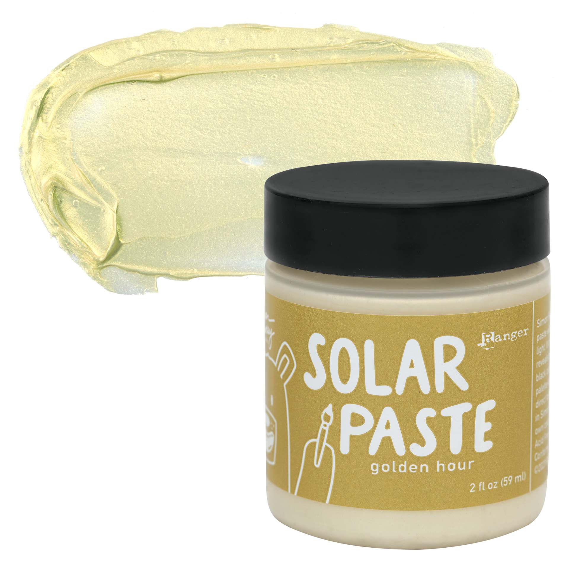 Simon Hurley Create Solar Acrylic Paste - Golden Hour, 2 oz jar and swatch