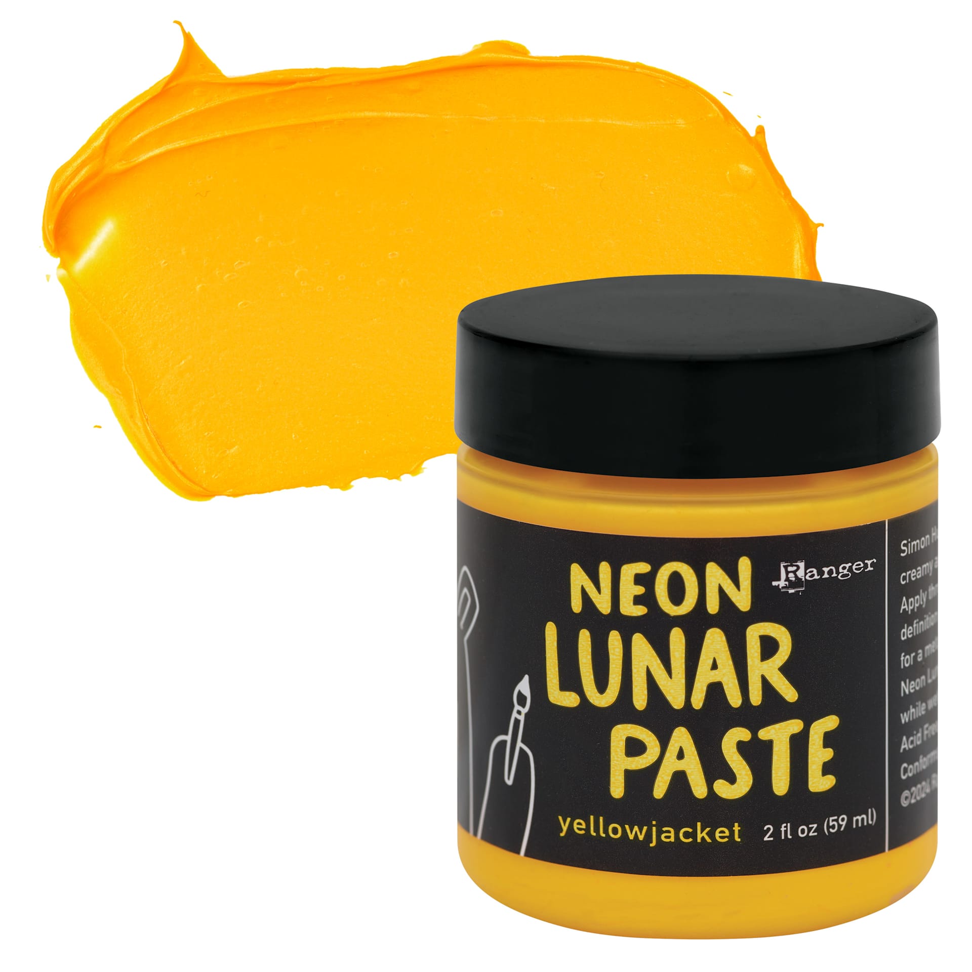 Simon Hurley Create Lunar Acrylic Paste - Yellowjacket, Neon, 2 oz jar and swatch