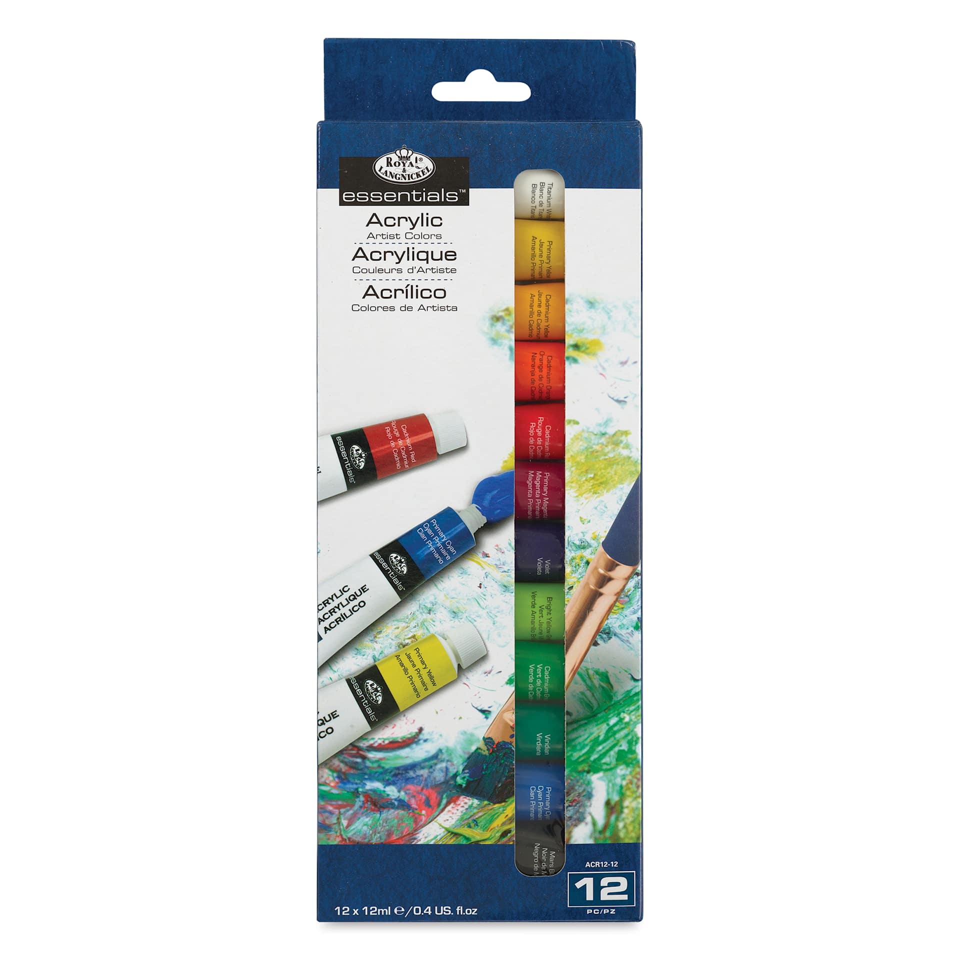 Royal & Langnickel Essentials Acrylic Paint - Standard Colors, Set of 12, 12 ml front of package