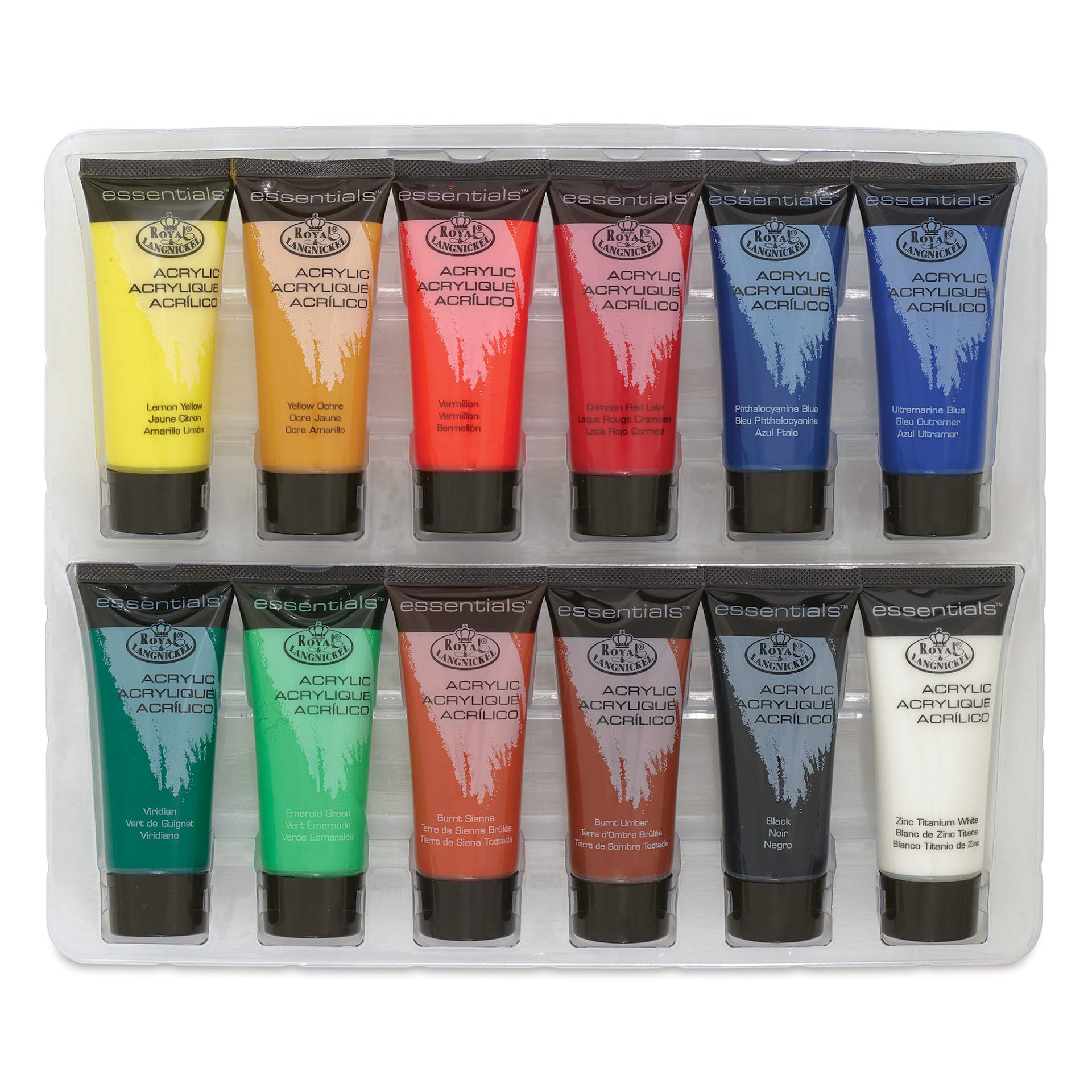 Royal & Langnickel Essentials Acrylic Paint - Assorted Colors, Set of 12, 22 ml