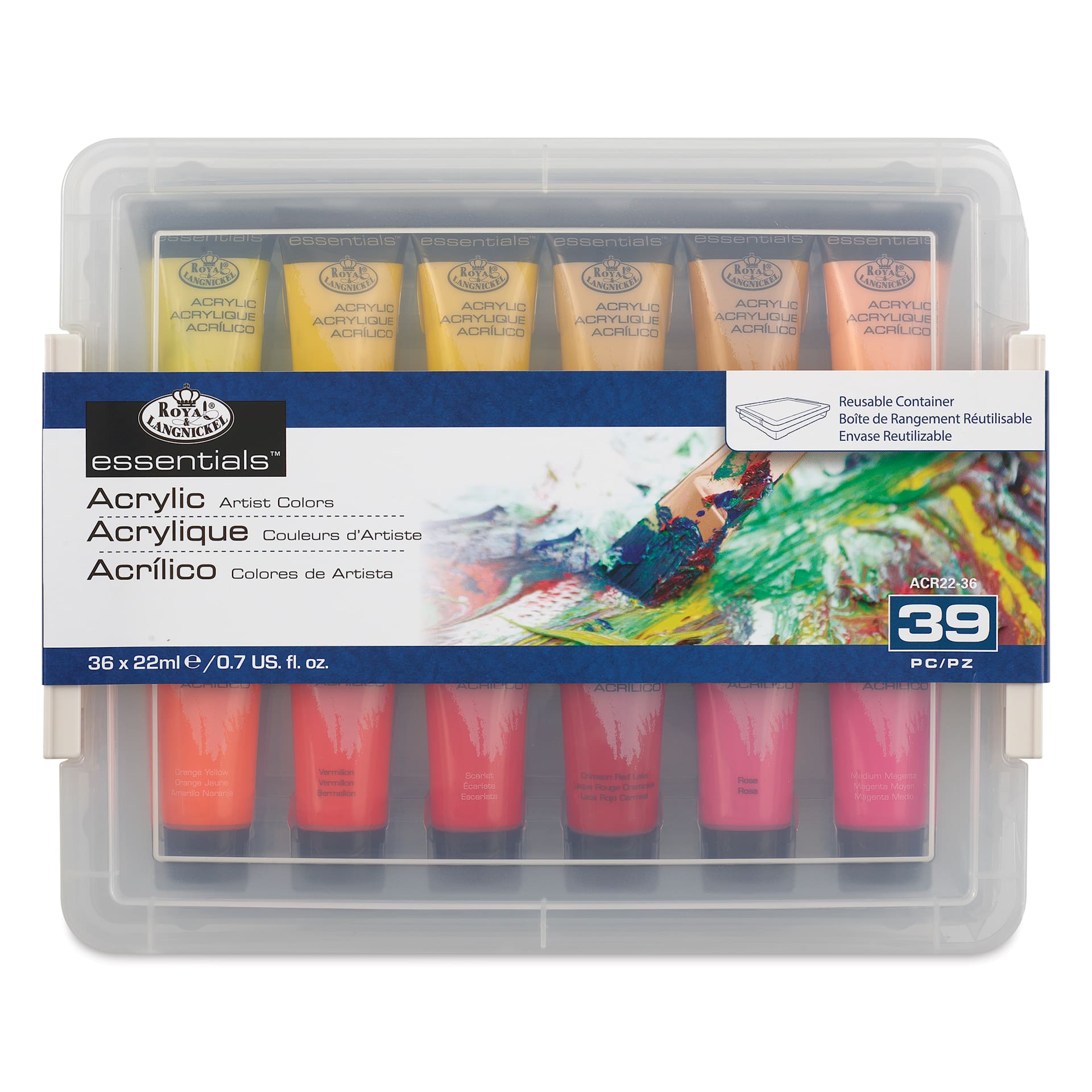 Royal & Langnickel Essentials Acrylic Paint - Assorted Colors, Set of 36, 22 ml front of package