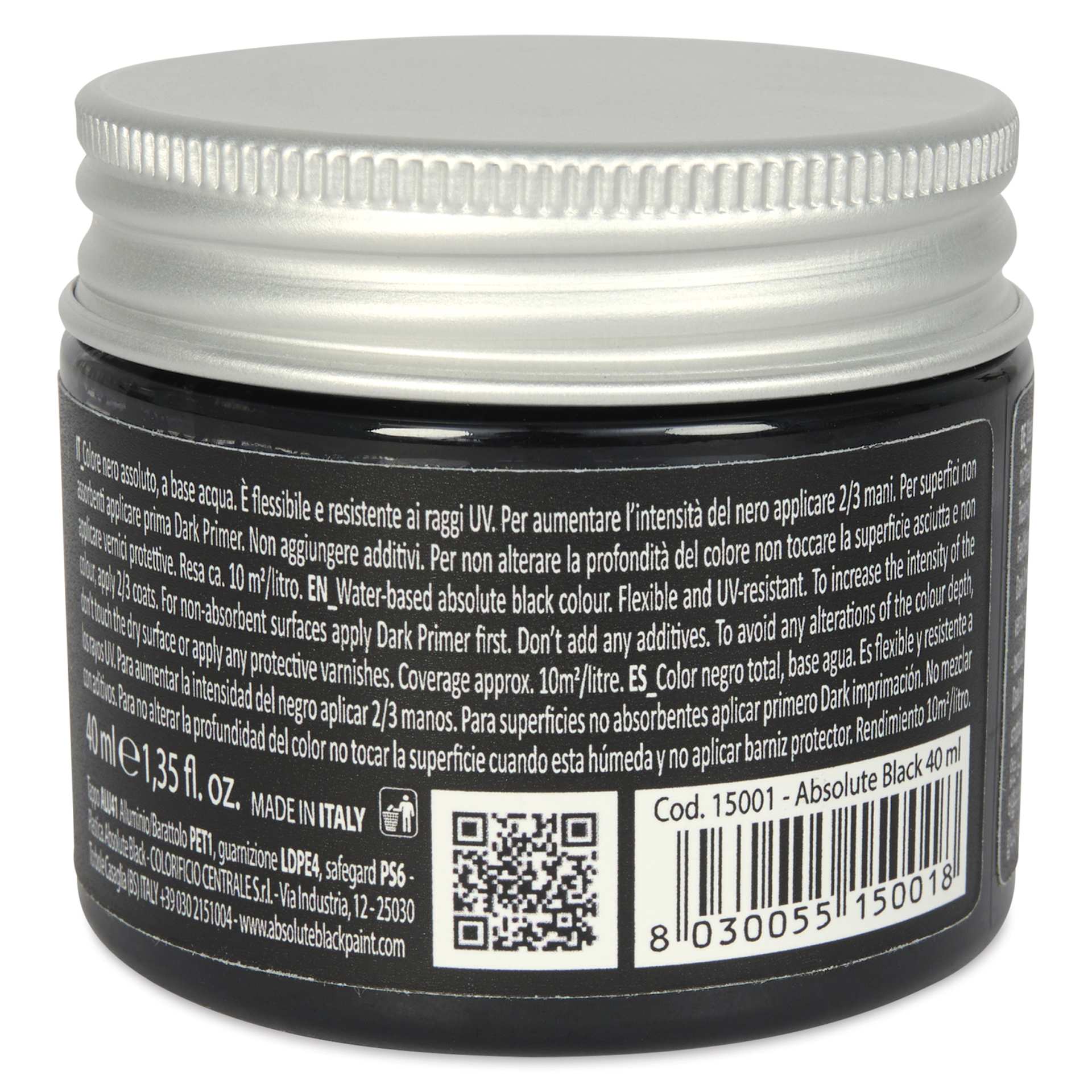 Absolute Black Acrylic Paint - 40 ml side view