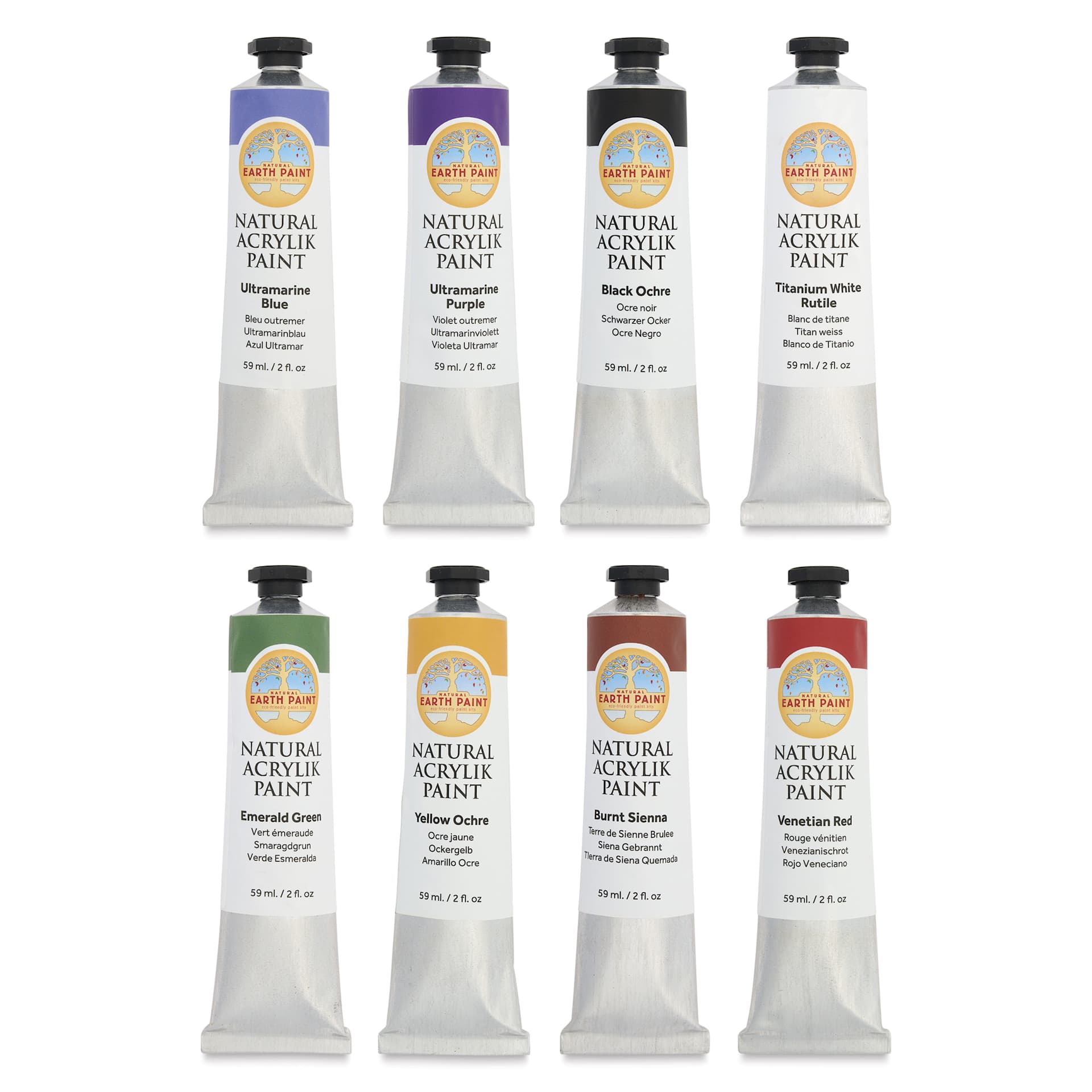 Natural Earth Paint Natural Acrylik Paints - Set of 8, Earth Colors, 59 ml