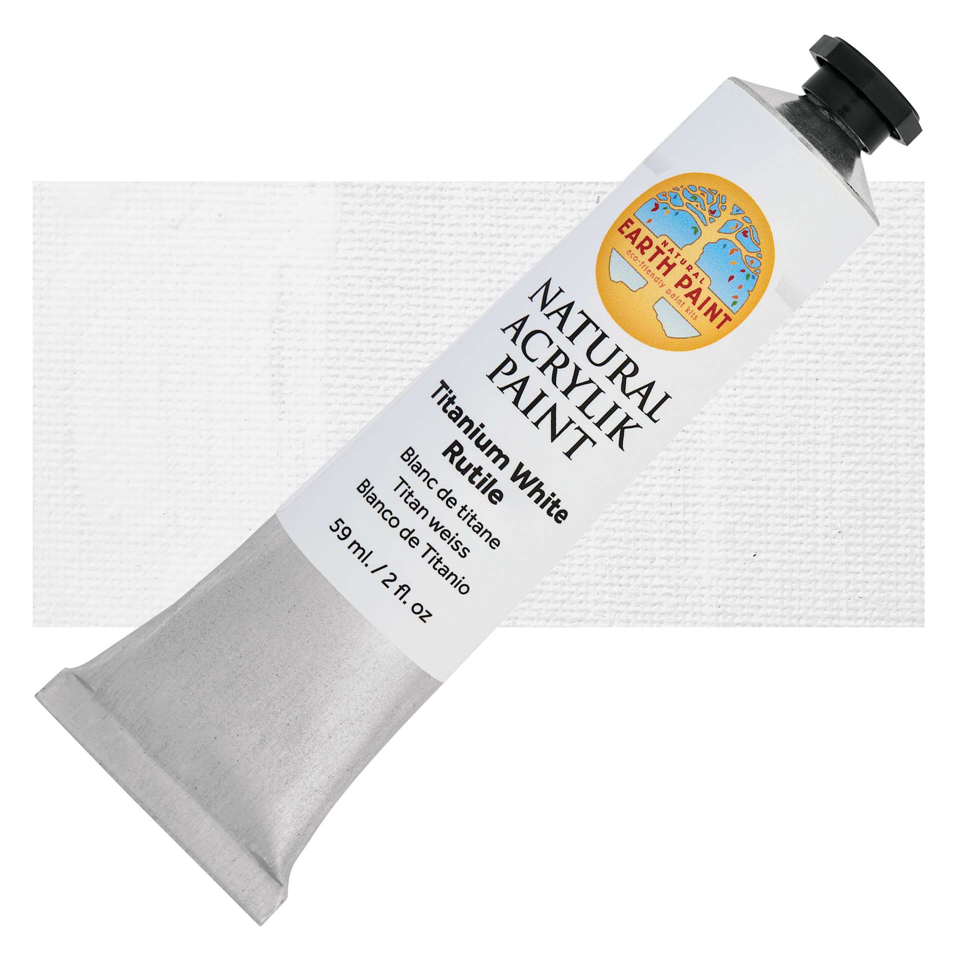 Natural Earth Paint Natural Acrylik Paint - Titanium White Rutile, 59 ml tube and swatch
