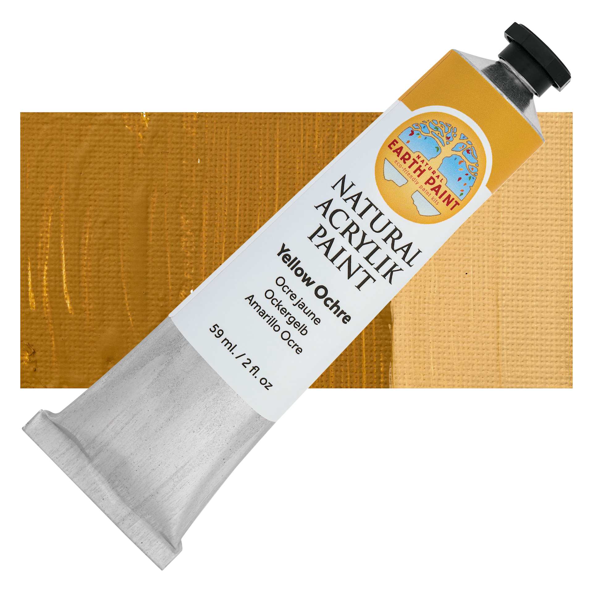 Natural Earth Paint Natural Acrylik Paint - Yellow Ochre, 59 ml tube and swatch