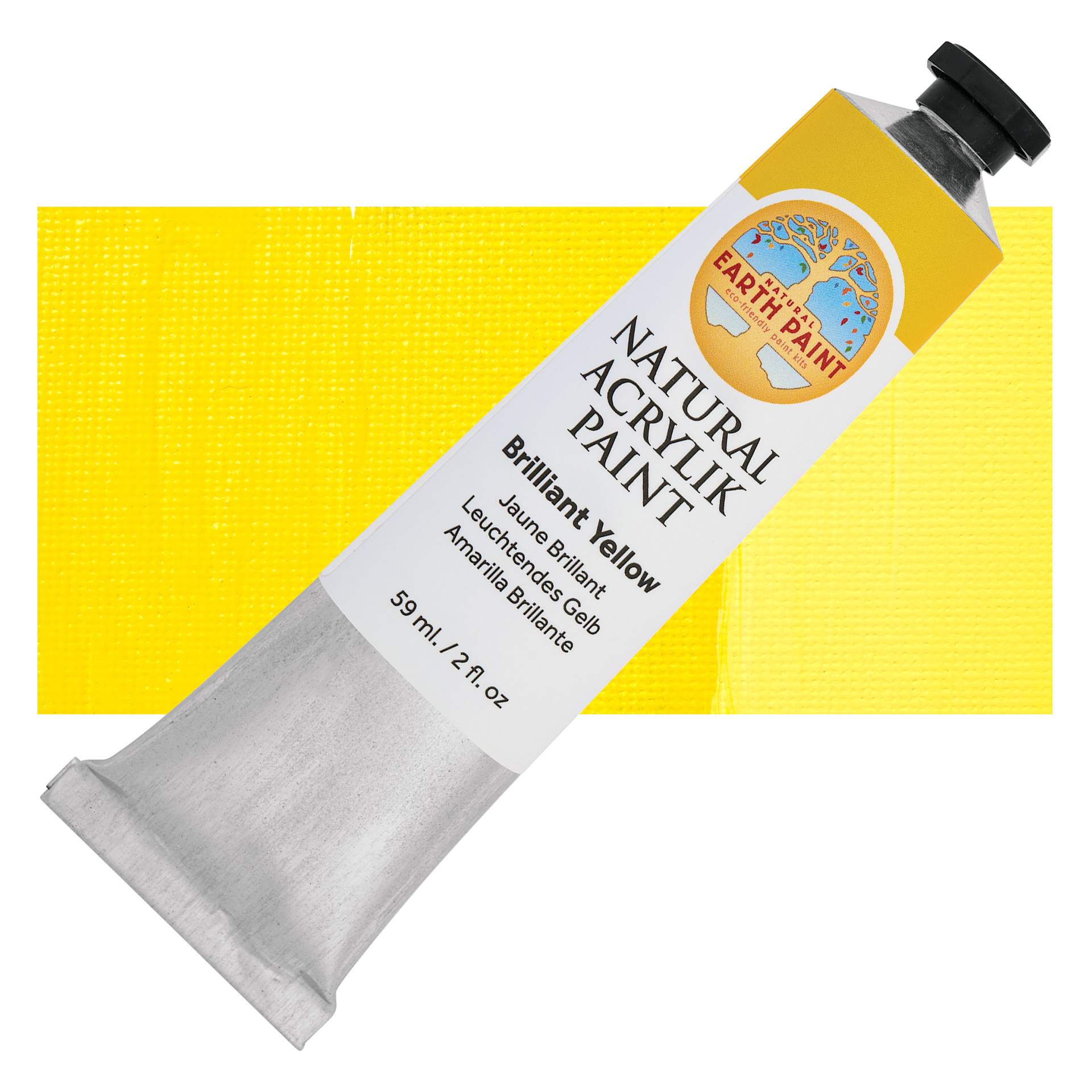 Natural Earth Paint Natural Acrylik Paint - Brilliant Yellow, 59 ml tube and swatch