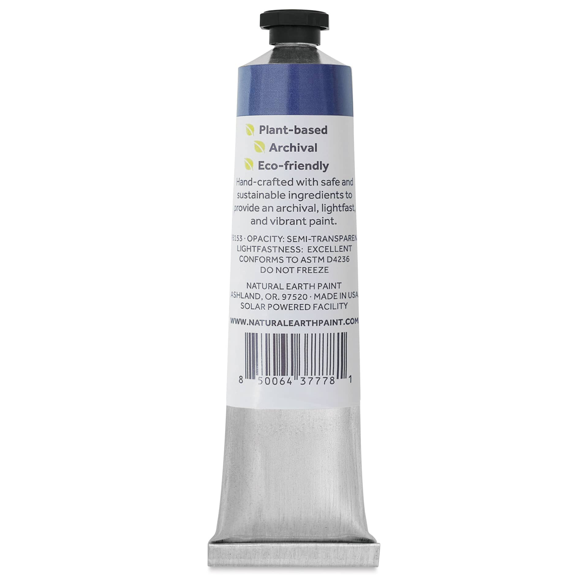 Natural Earth Paint Natural Acrylik Paint - Royal Blue, back of a 59 ml tube