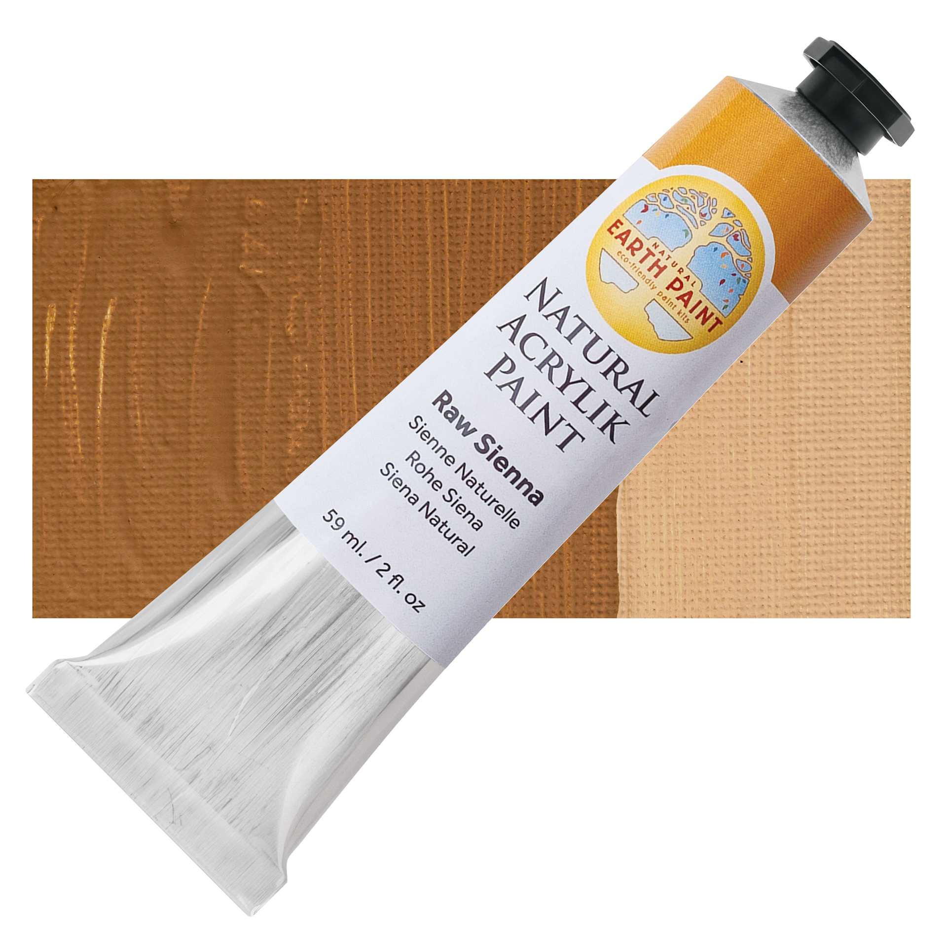 Natural Earth Paint Natural Acrylik Paint - Raw Sienna, 59 ml tube and swatch