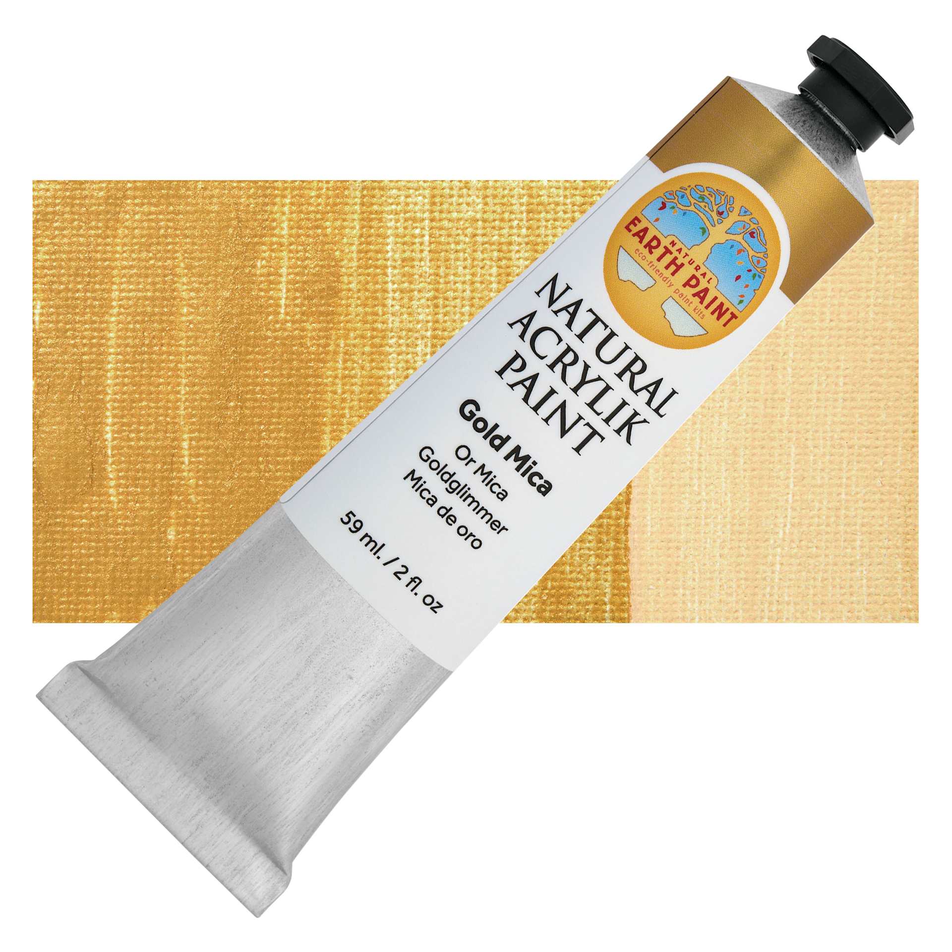 Natural Earth Paint Natural Acrylik Paint - Gold Mica, 59 ml tube and swatch