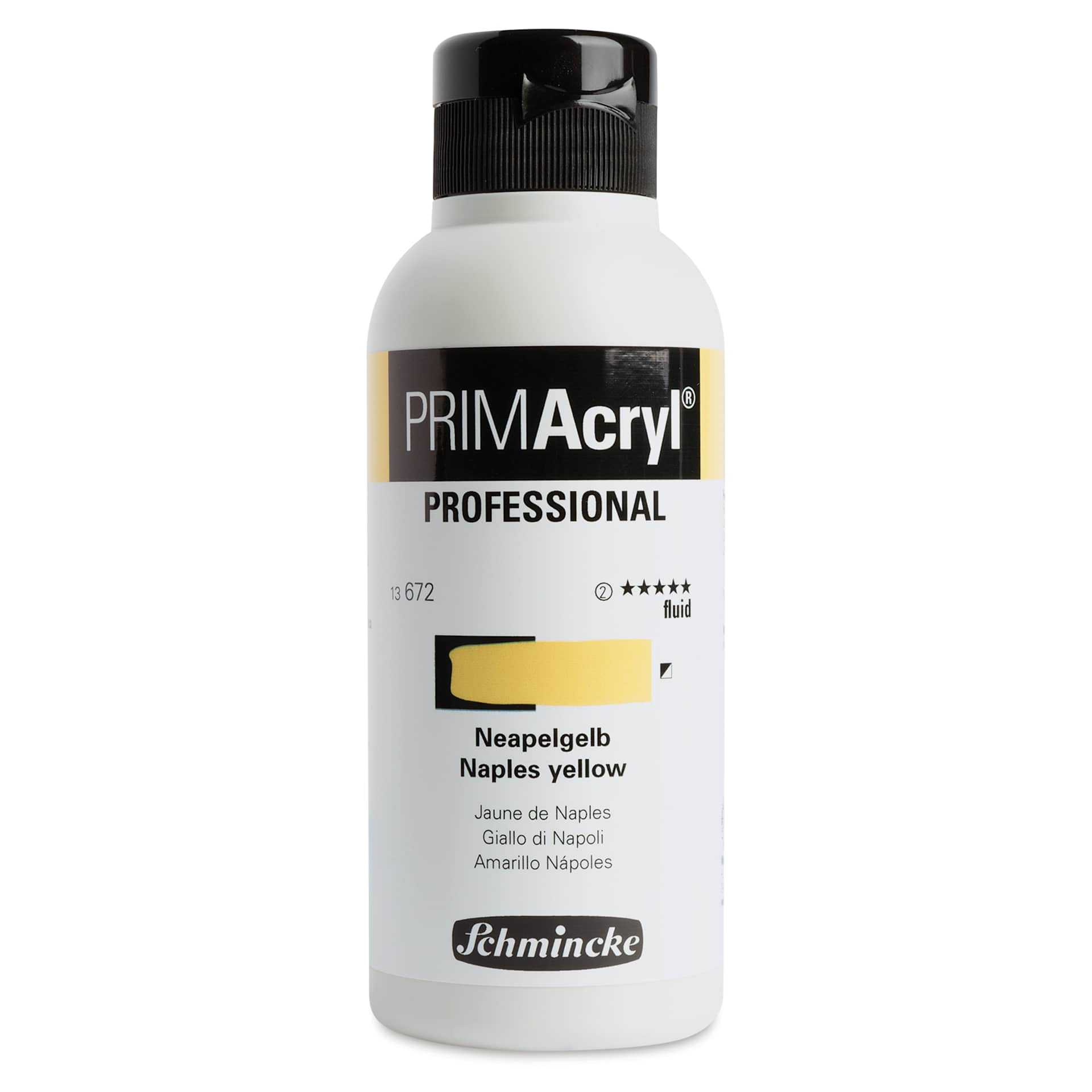 Schmincke Primacryl Professional Fluid Acrylic - Naples Yellow, 250 ml bottle