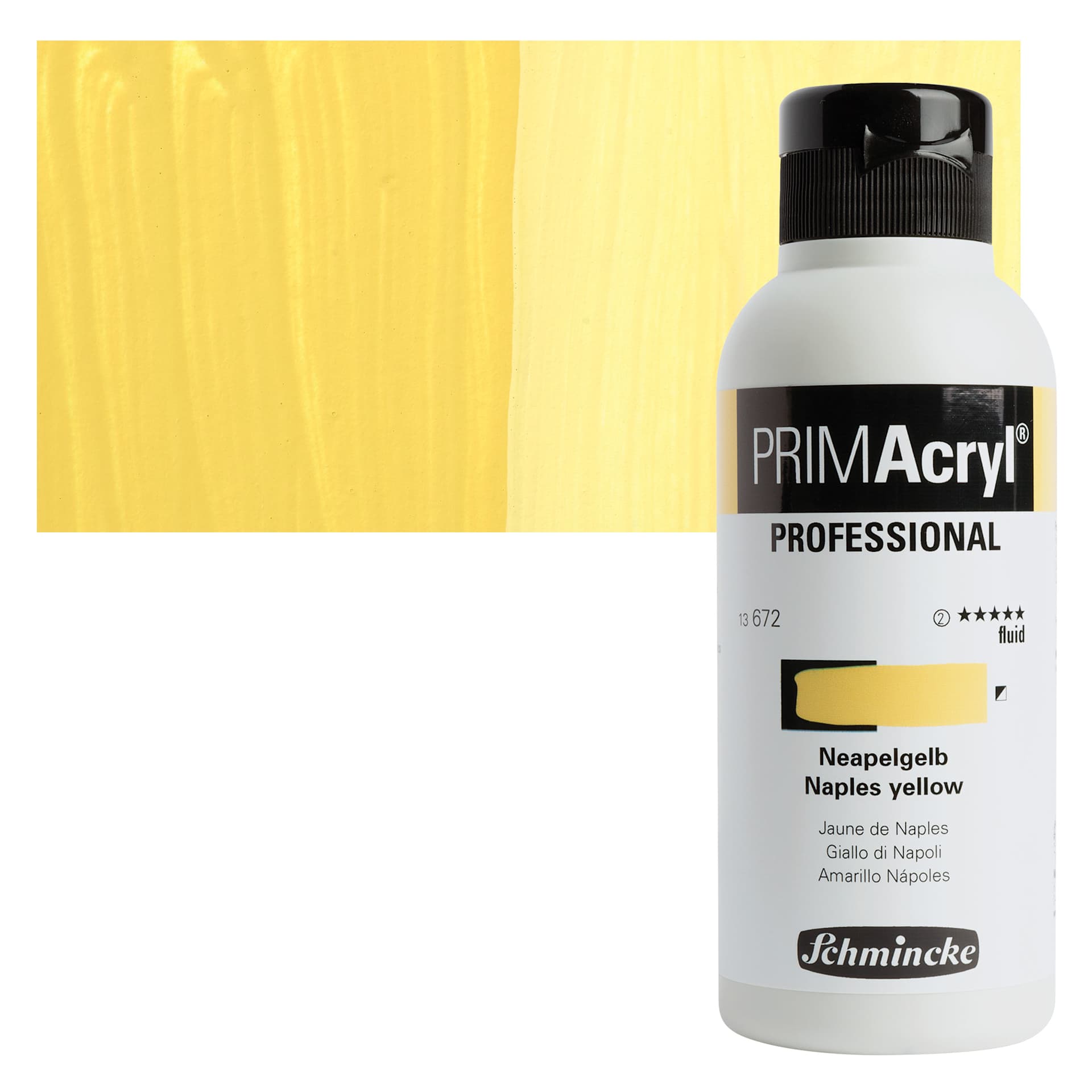 Schmincke Primacryl Professional Fluid Acrylic - Naples Yellow, 250 ml bottle