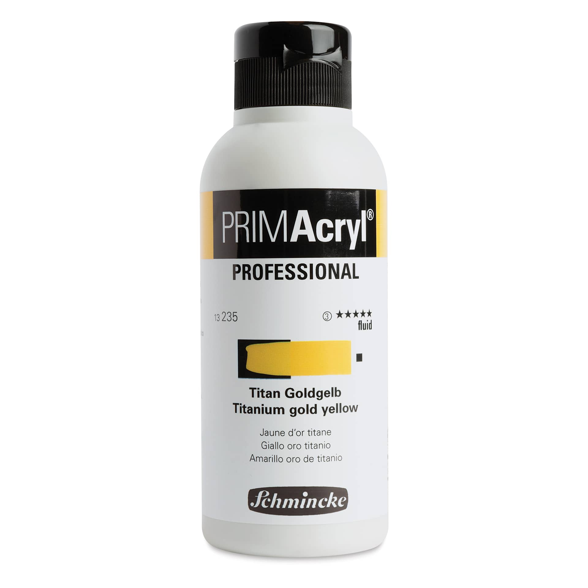 Schmincke Primacryl Professional Fluid Acrylic - Titanium Gold Ochre, 250 ml bottle