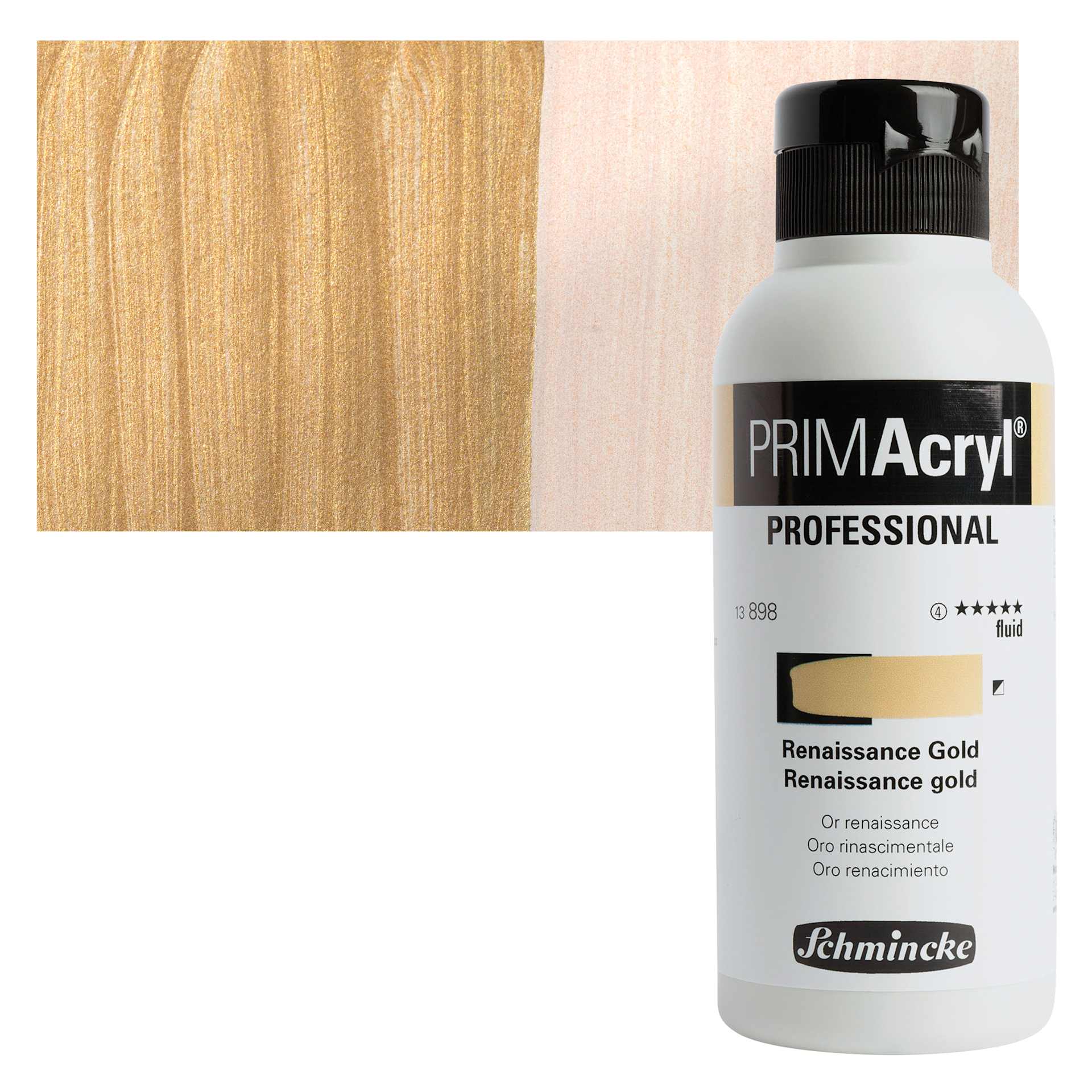 Schmincke Primacryl Professional Fluid Acrylic - Renaissance Gold, 250 ml bottle