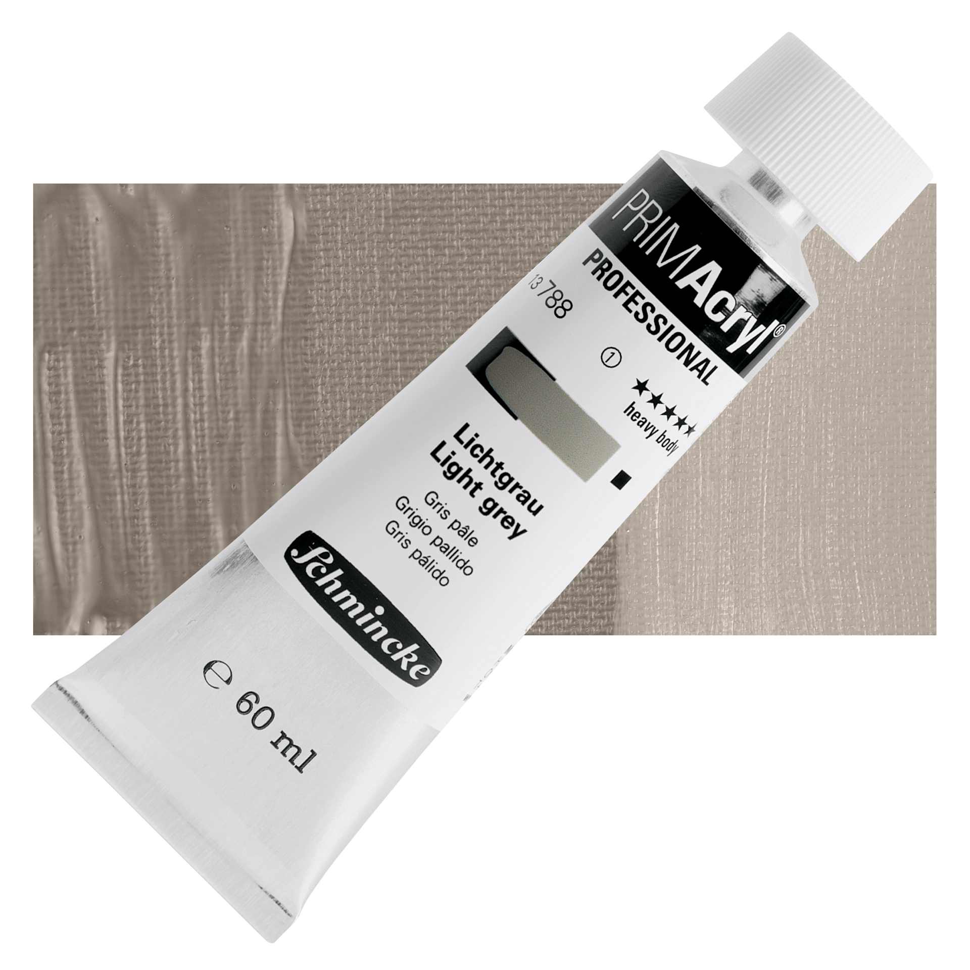 Schmincke Primacryl Professional Acrylic Paint - Light Grey, 60 ml Tube and swatch