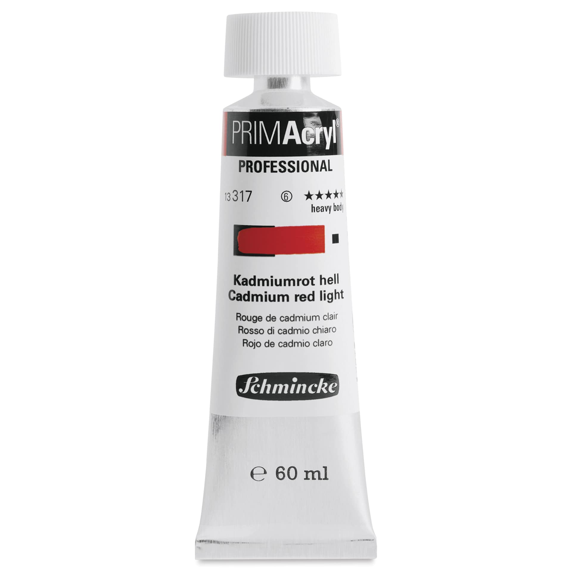 Schmincke Primacryl Professional Acrylic Paint - Cadmium Red Light, 60 ml Tube