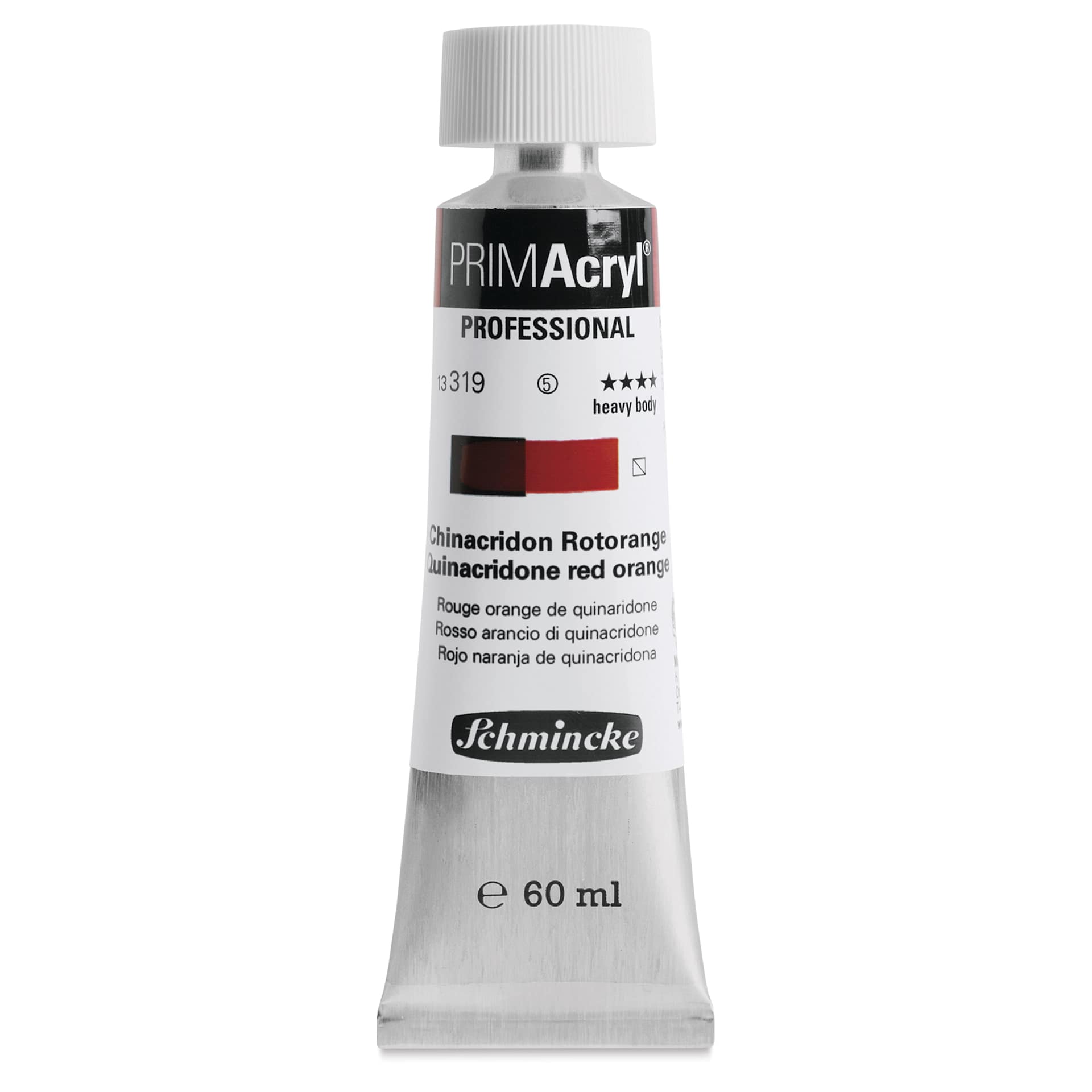 Schmincke Primacryl Professional Acrylic Paint - Quinacridone Red Orange, 60 ml Tube