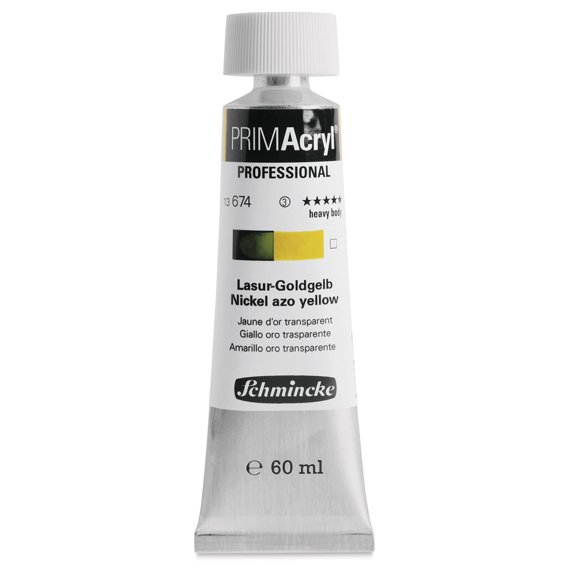 Schmincke Primacryl Professional Acrylic Paint - Nickel Azo Yellow, 60 ml Tube