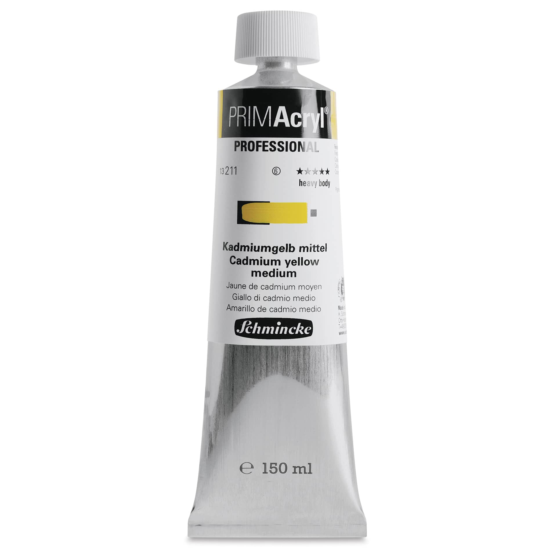 Schmincke Primacryl Professional Acrylic Paint - Cadmium Yellow Medium, 150 ml Tube