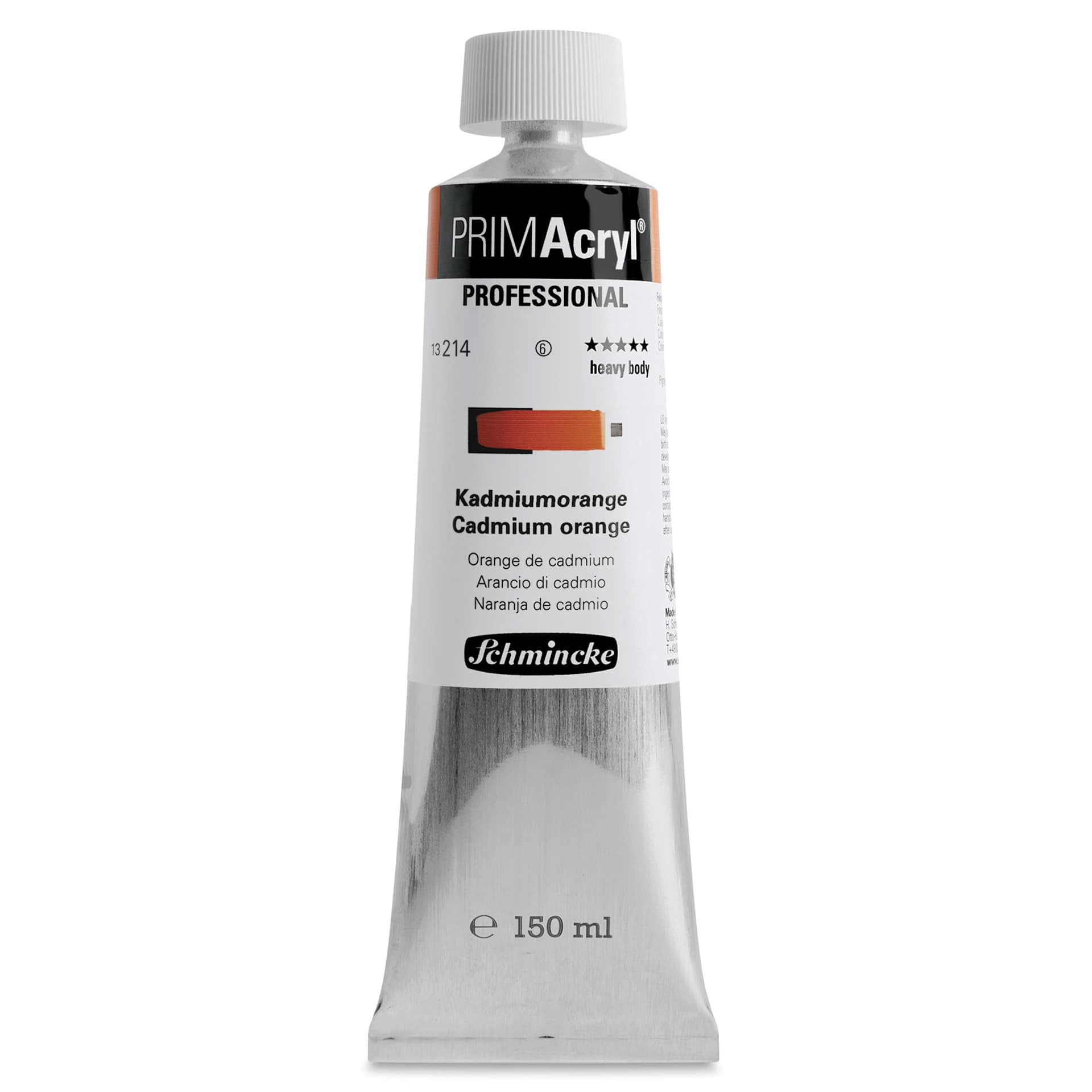 Schmincke Primacryl Professional Acrylic Paint - Cadmium Orange, 150 ml Tube
