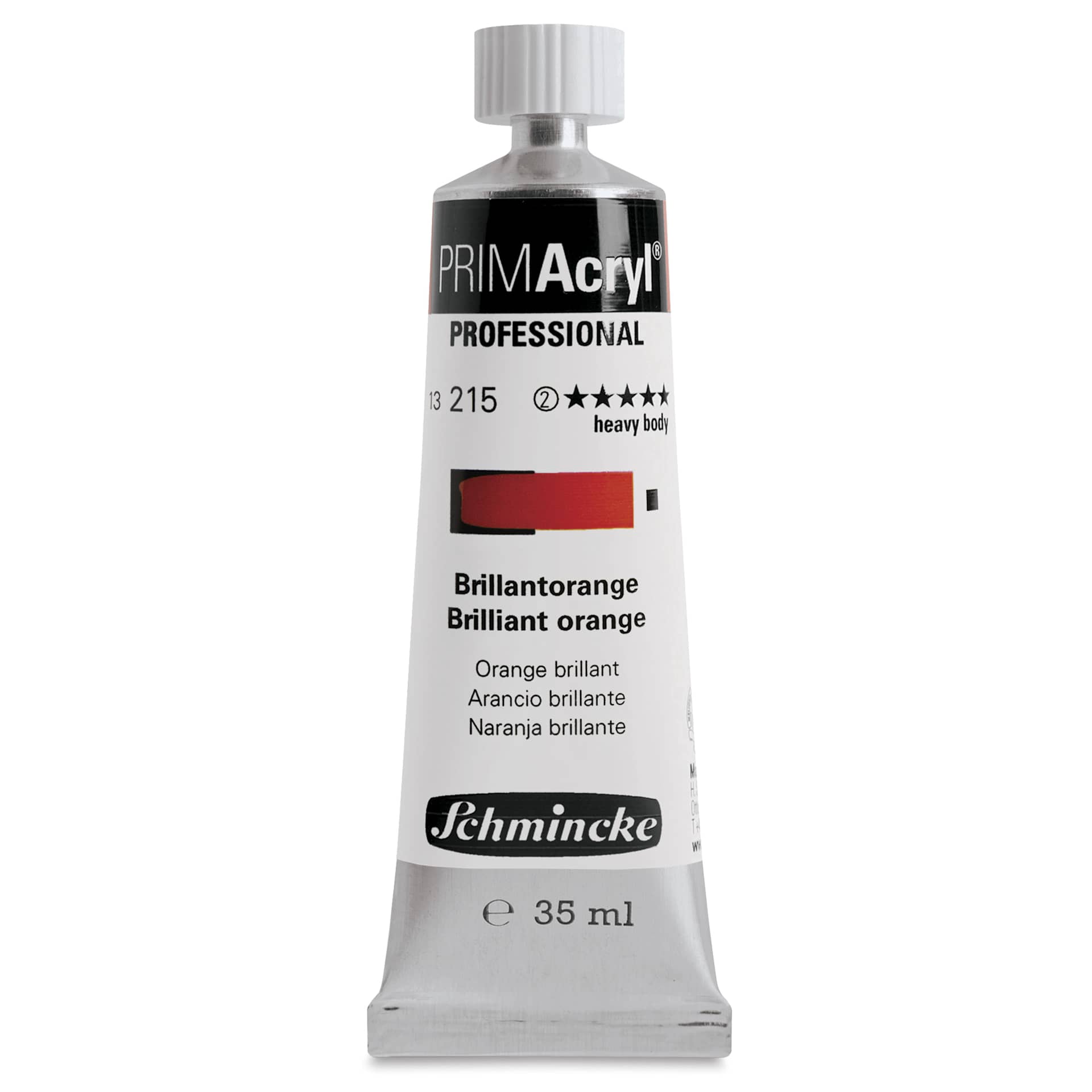 Schmincke Primacryl Professional Acrylic Paint - Brilliant Orange, 35 ml Tube