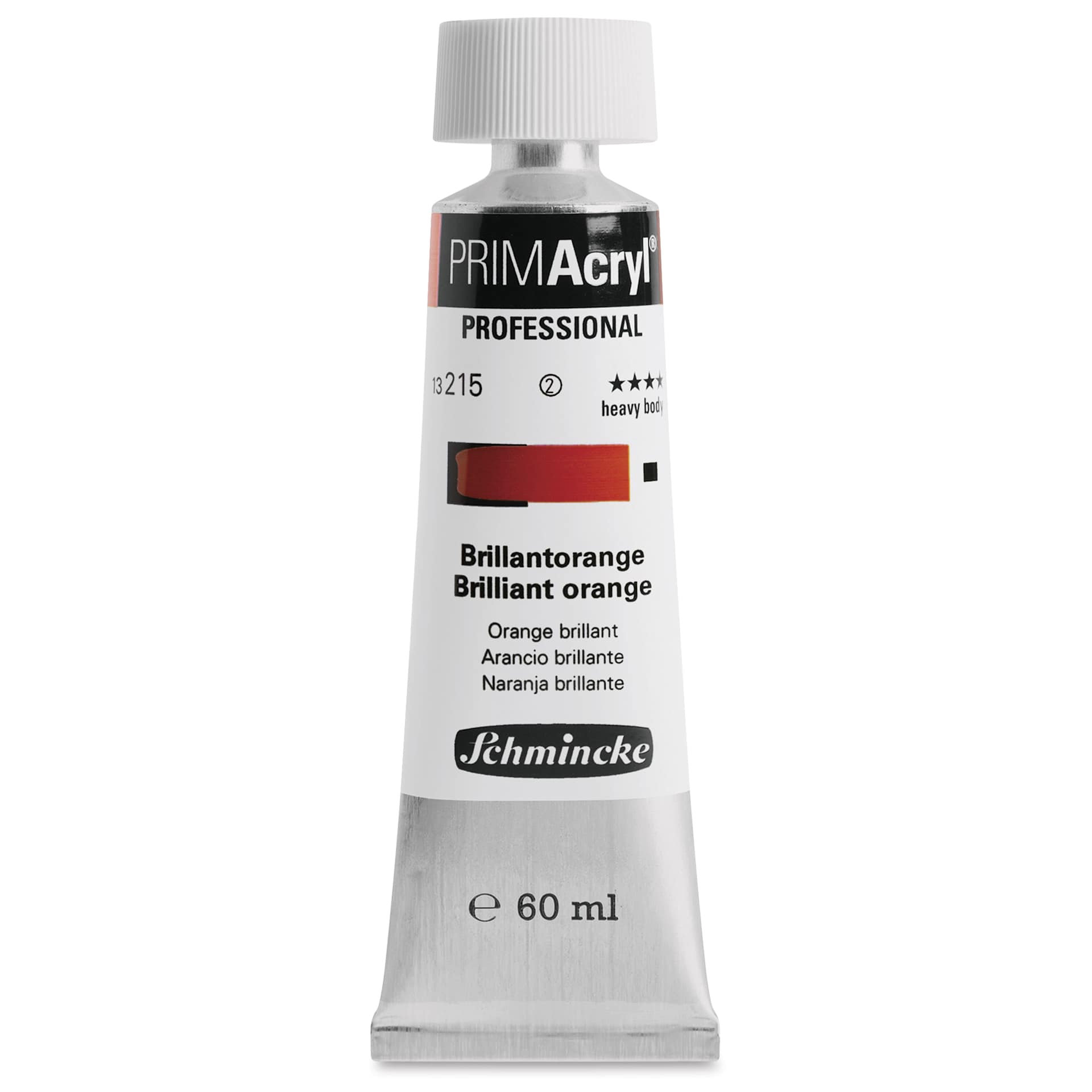Schmincke Primacryl Professional Acrylic Paint - Brilliant Orange, 60 ml Tube
