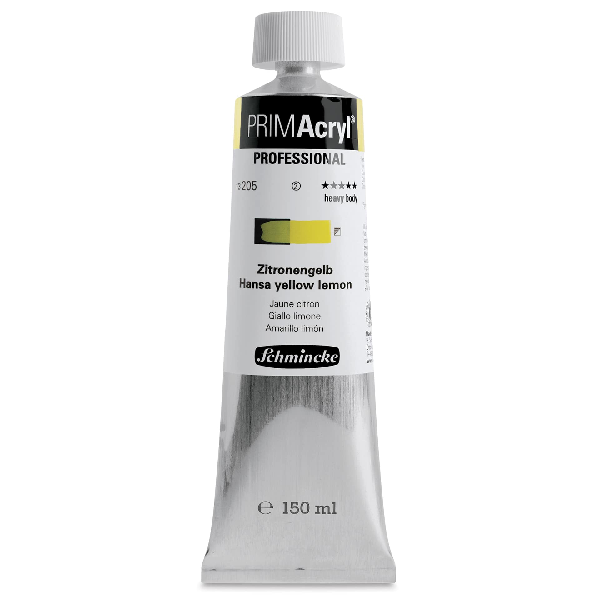 Schmincke Primacryl Professional Acrylic Paint - Hansa Yellow Lemon, 150 ml Tube