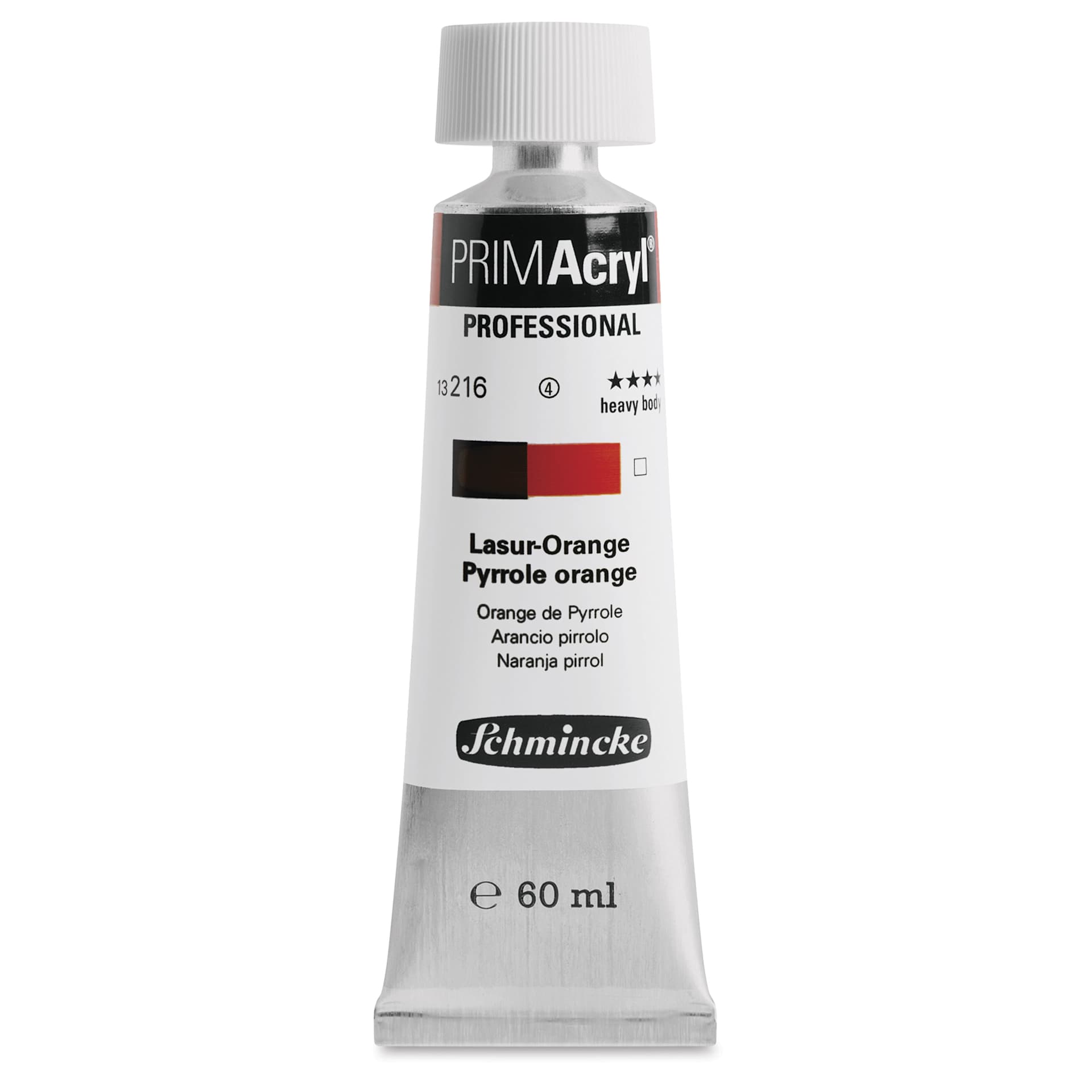 Schmincke Primacryl Professional Acrylic Paint - Pyrrole Orange, 60 ml Tube