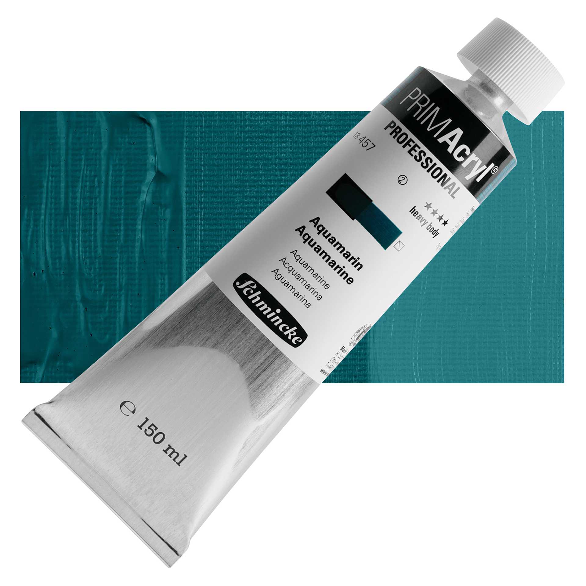 Schmincke Primacryl Professional Acrylic Paint - Aquamarine, 150 ml Tube and swatch