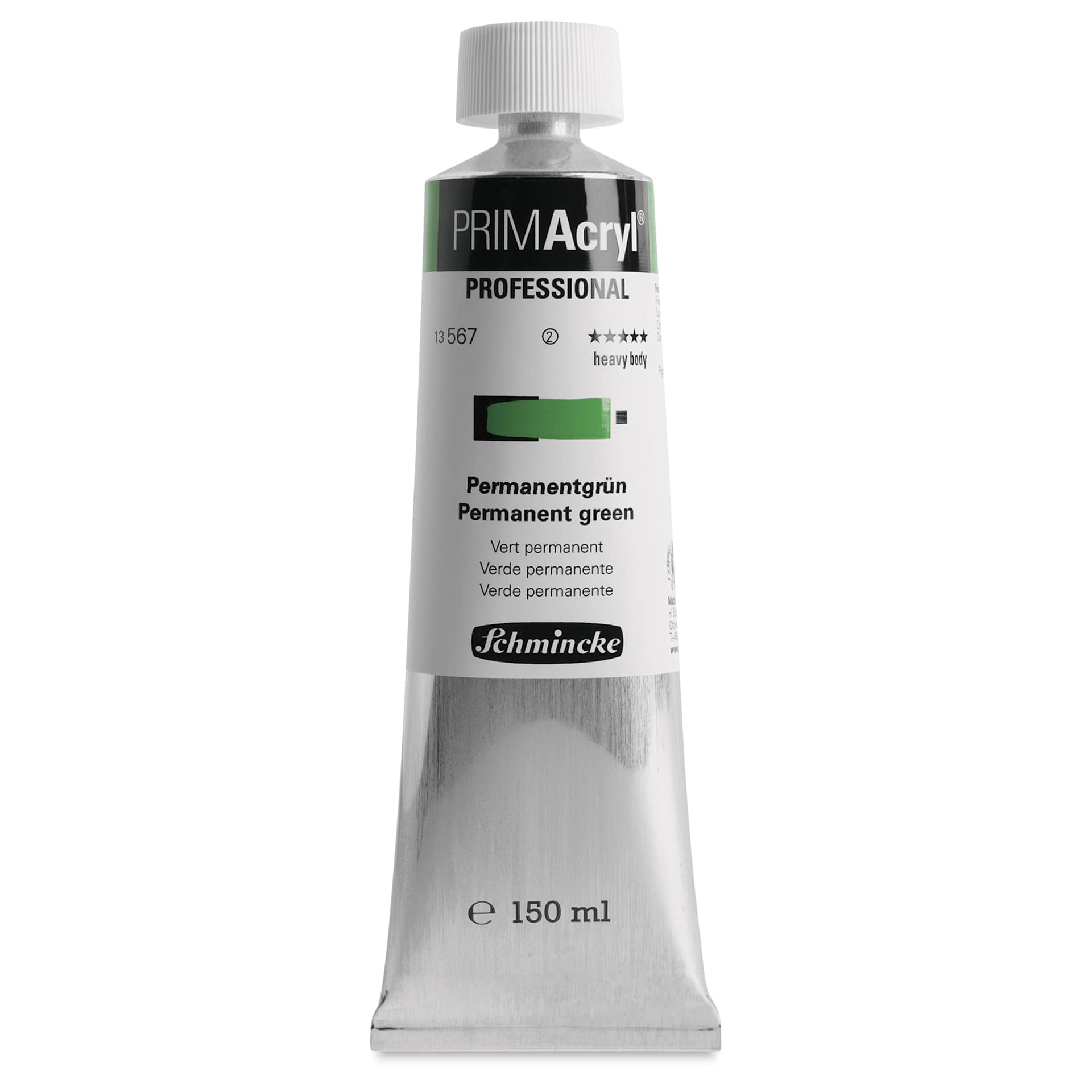 Schmincke Primacryl Professional Acrylic Paint - Permanent Green, 150 ml Tube