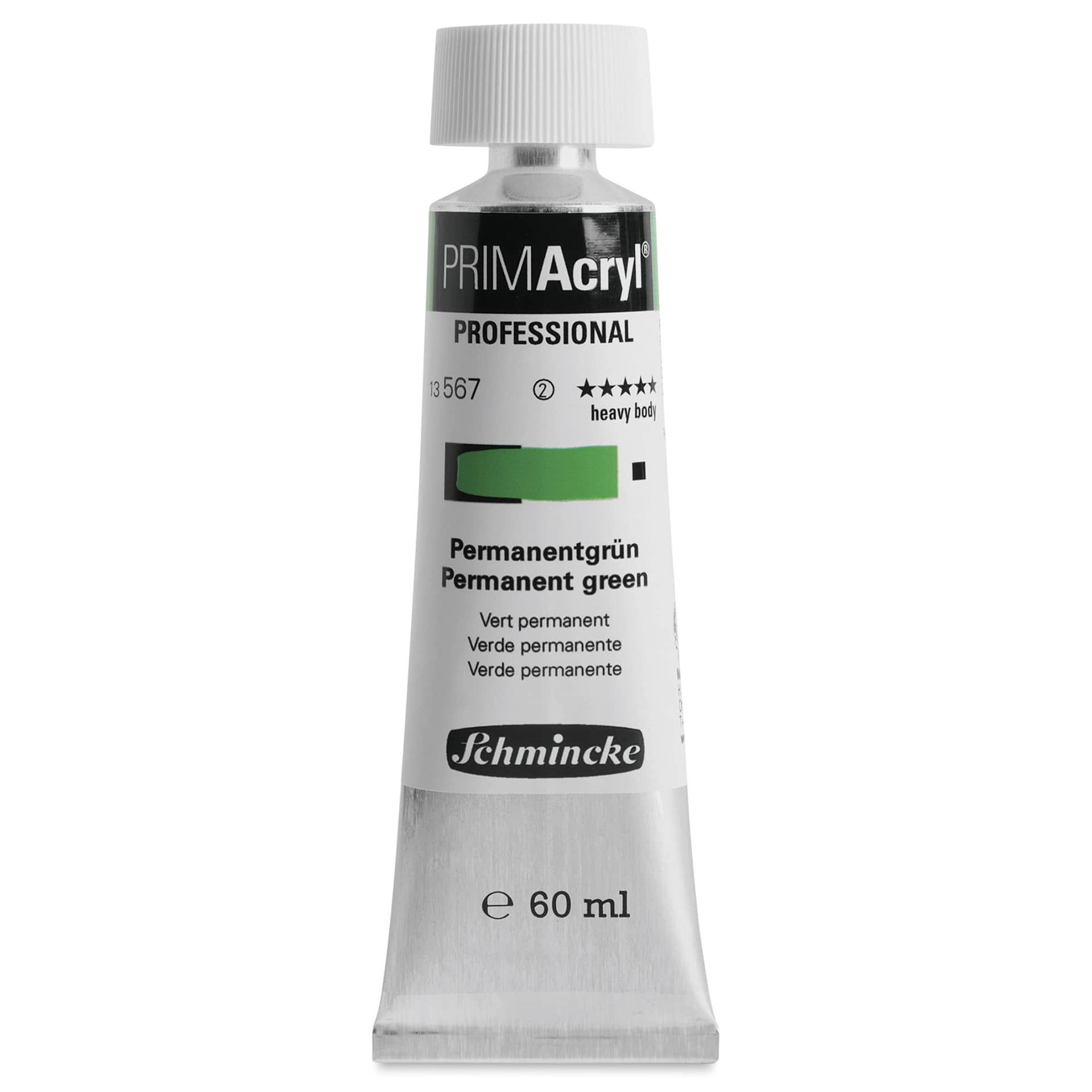 Schmincke Primacryl Professional Acrylic Paint - Permanent Green, 60 ml Tube