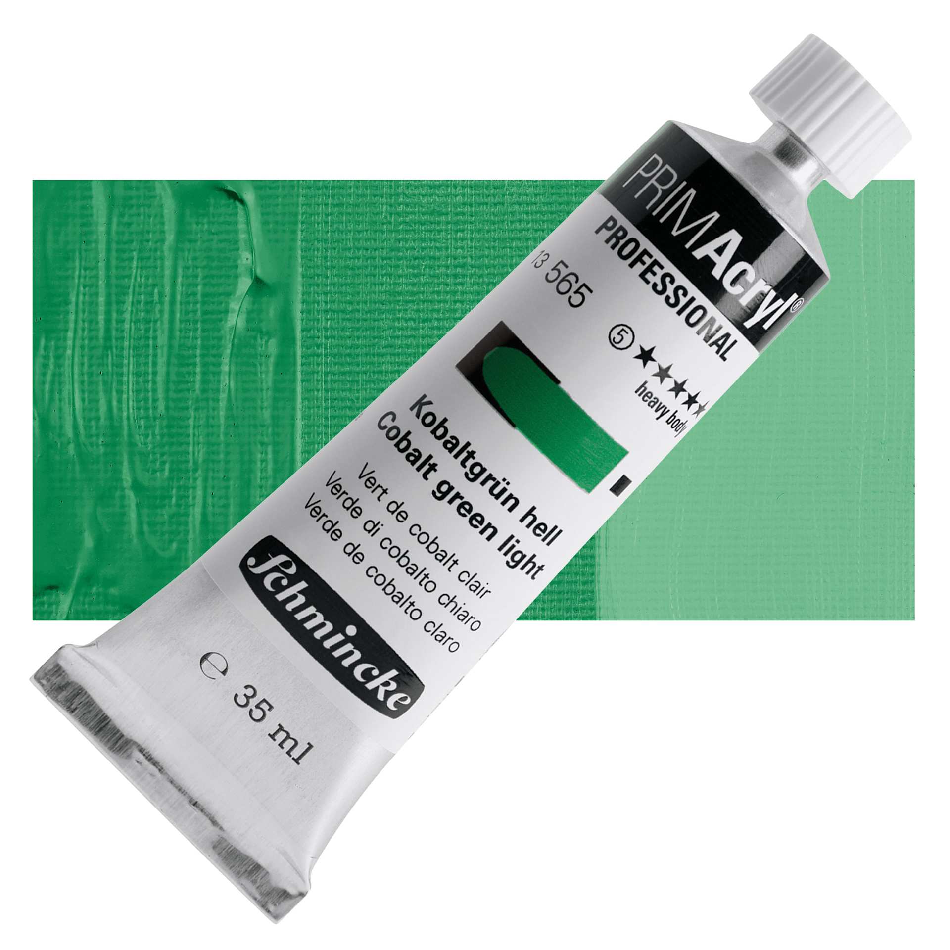 Schmincke Primacryl Professional Acrylic Paint - Cobalt Green Light, 35 ml Tube and swatch