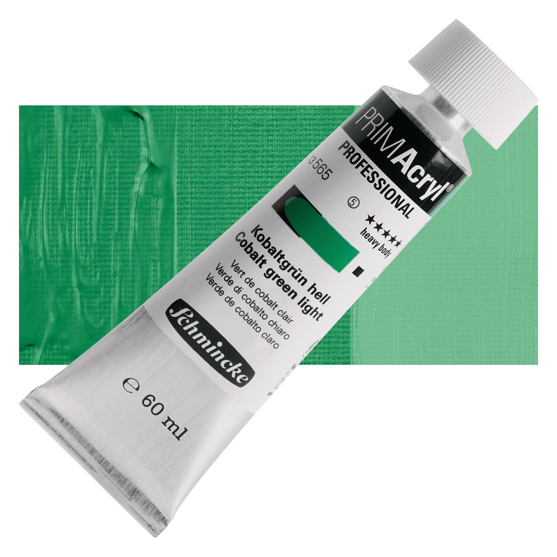 Schmincke Primacryl Professional Acrylic Paint - Cobalt Green Light, 60 ml Tube and swatch