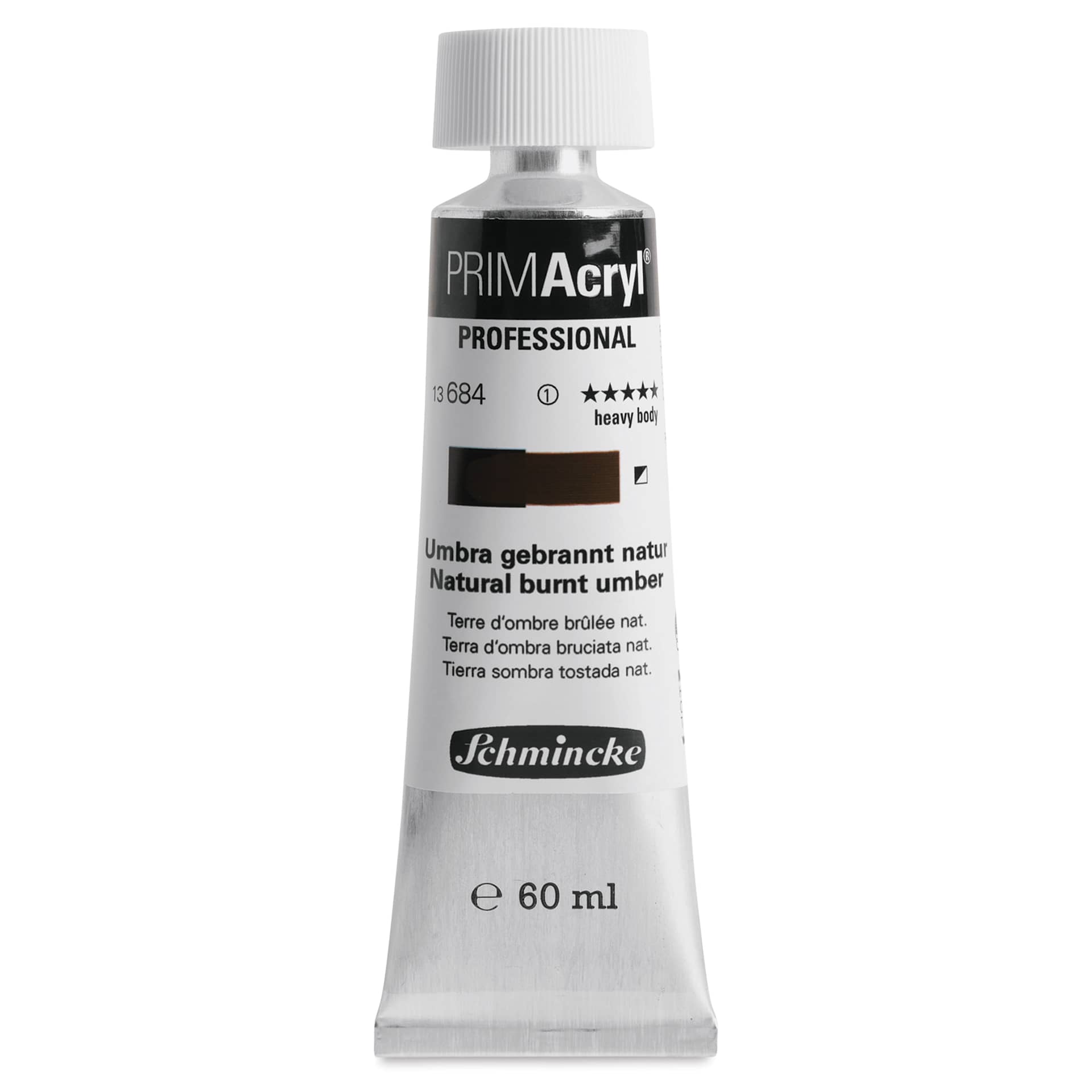Schmincke Primacryl Professional Acrylic Paint - Natural Burnt Umber, 60 ml Tube