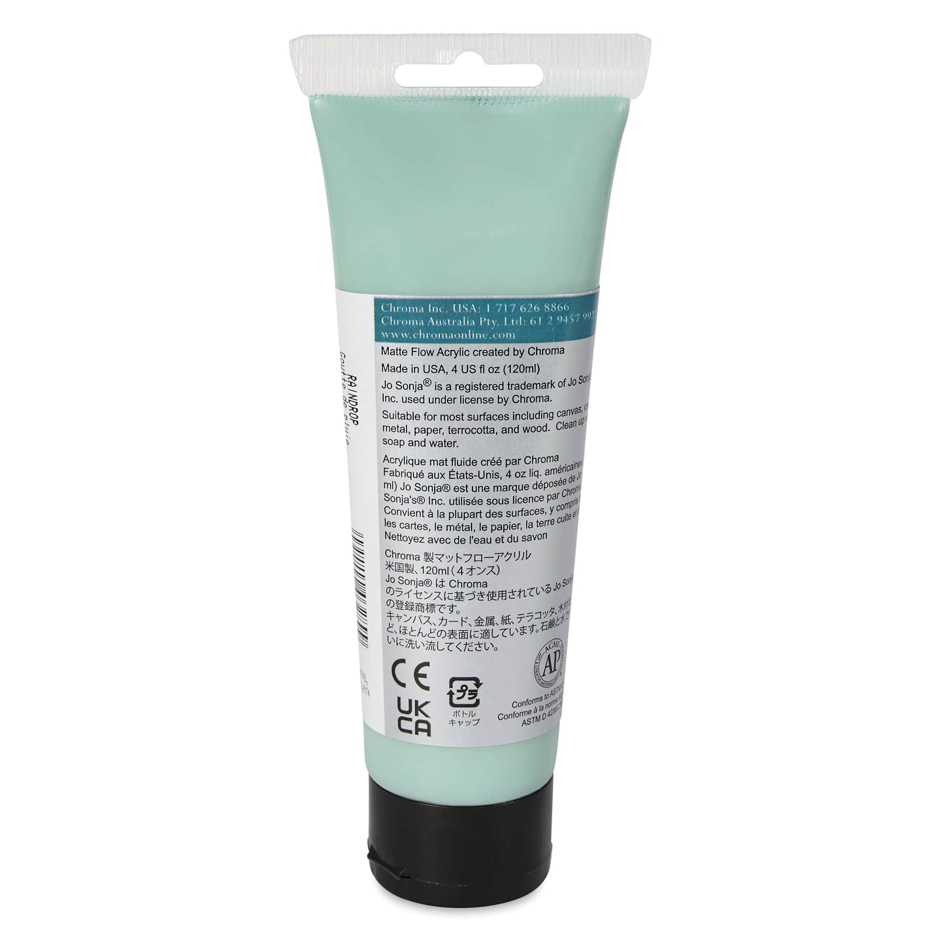 Chroma's Jo Sonja Color Trends Paint - Raindrop, 120 ml tube - back