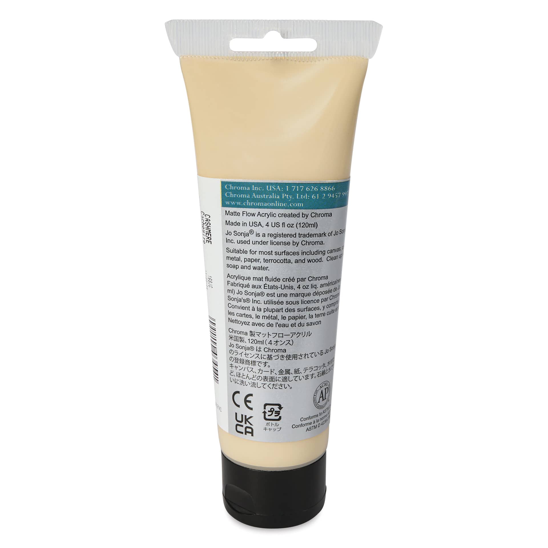 Chroma's Jo Sonja Color Trends Acrylic Paint - Cashmere, 120 ml tube - back