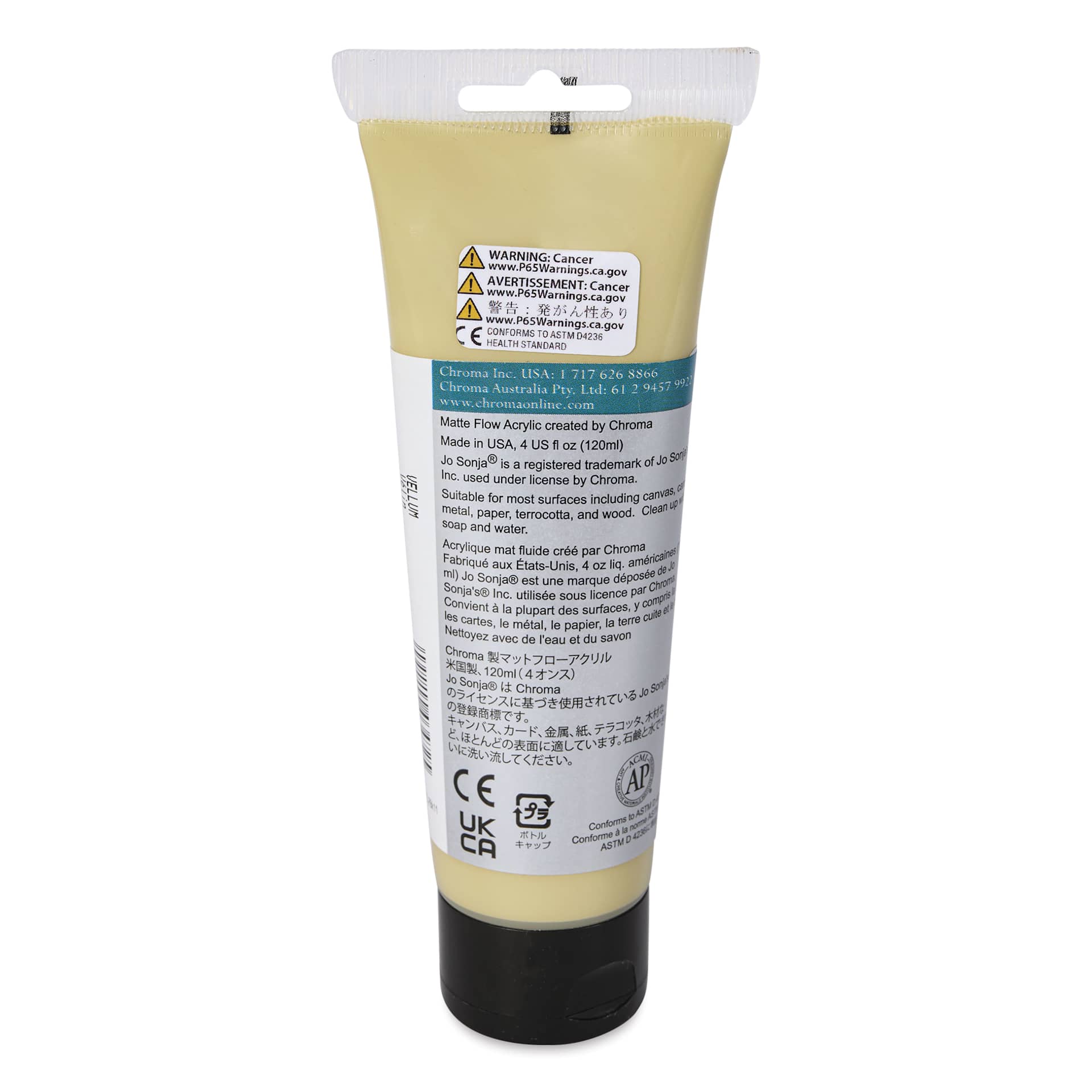 Chroma's Jo Sonja Color Trends Acrylic Paint - Vellum, 120 ml tube - back