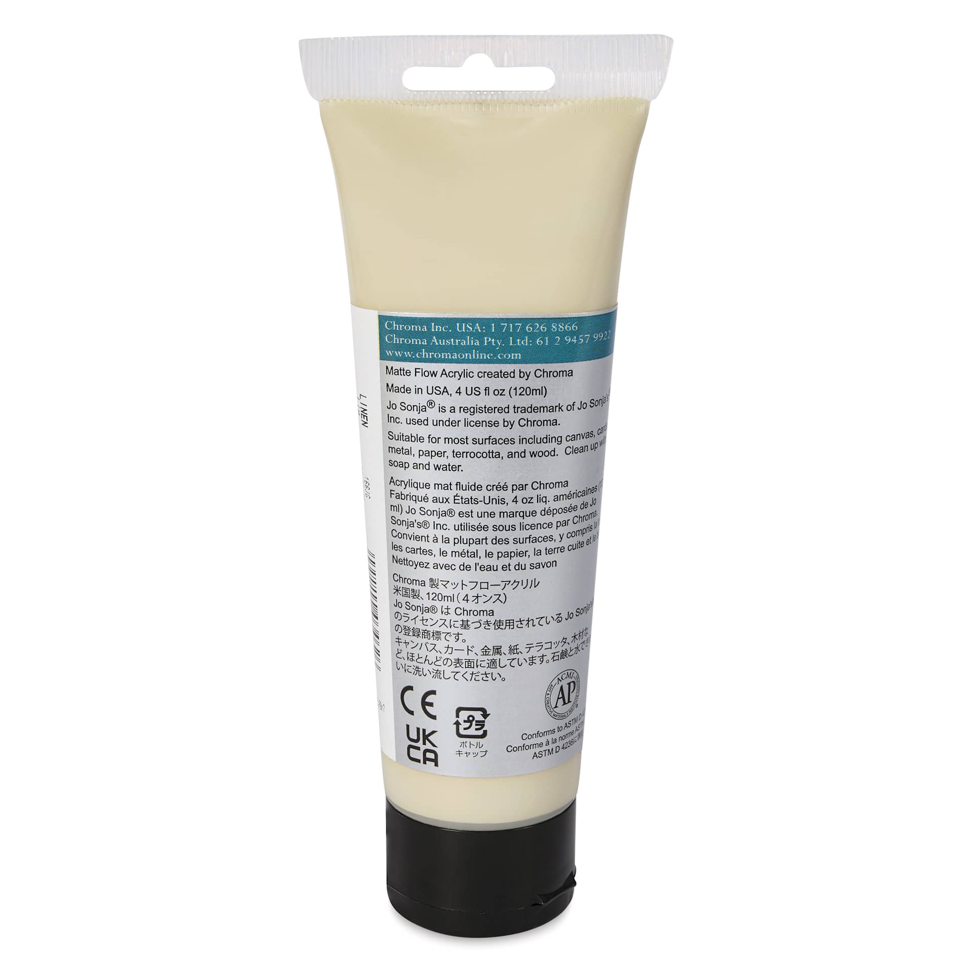 Chroma's Jo Sonja Color Trends Acrylic Paint - Linen, 120 ml tube - back