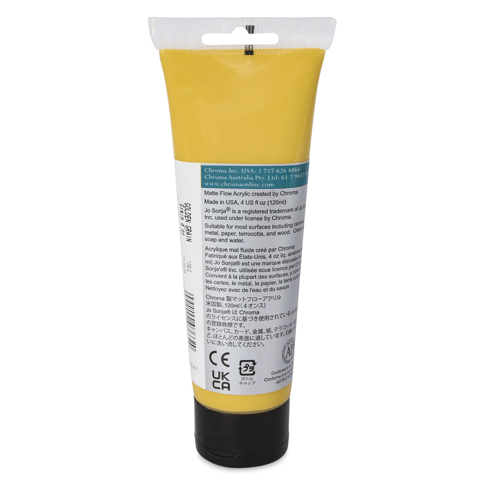 Chroma's Jo Sonja Color Trends Acrylic Paint - Golden Grain, 120 ml tube - back