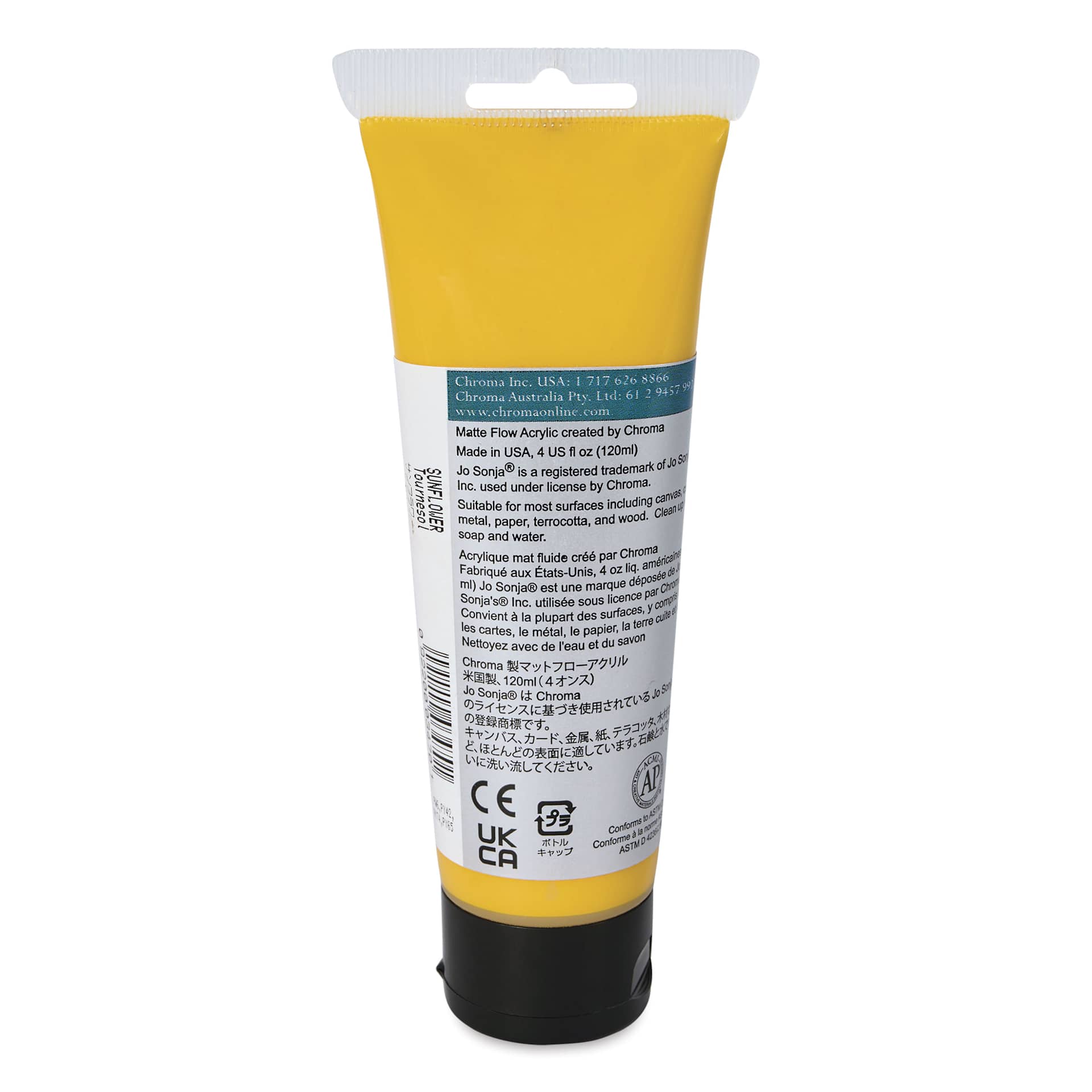 Chroma's Jo Sonja Color Trends Acrylic Paint - Sunflower, 120 ml tube - back