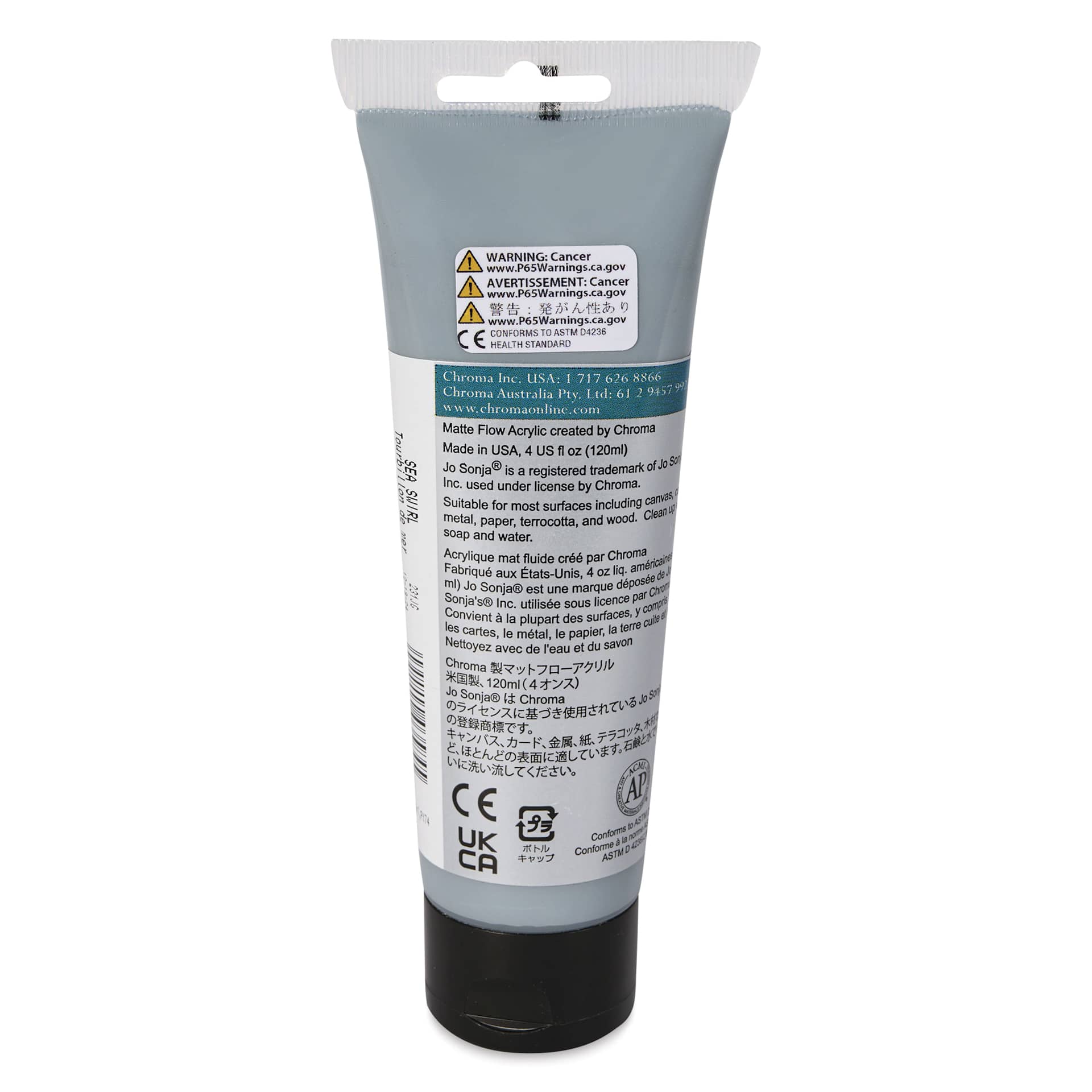 Chroma's Jo Sonja Color Trends Acrylic Paint - Sea Swirl, 120 ml tube - back