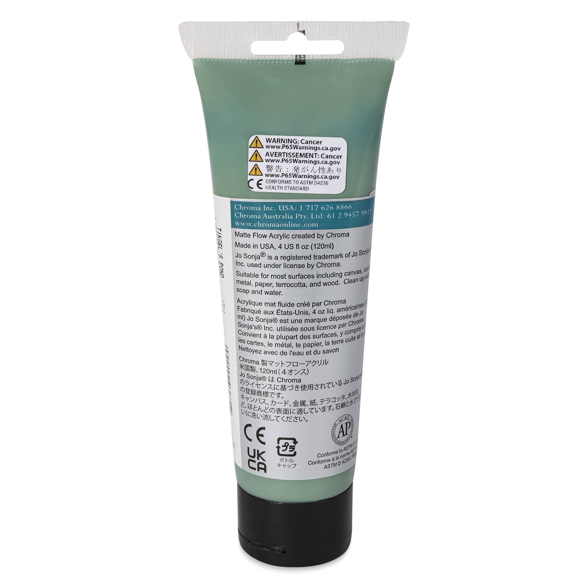 Chroma's Jo Sonja Color Trends Acrylic Paint - Tingel's Pond, 120 ml tube - back