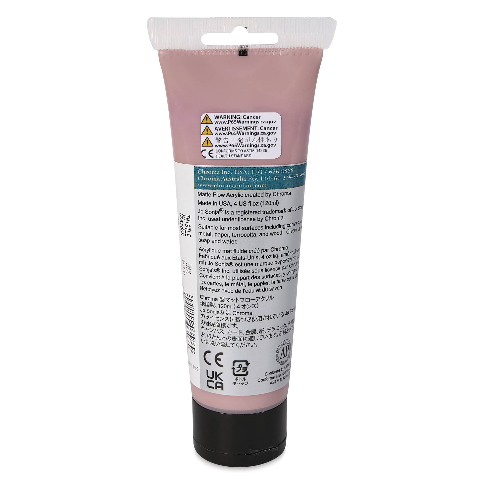 Chroma's Jo Sonja Color Trends Acrylic Paint - Thistle, 120 ml tube - back