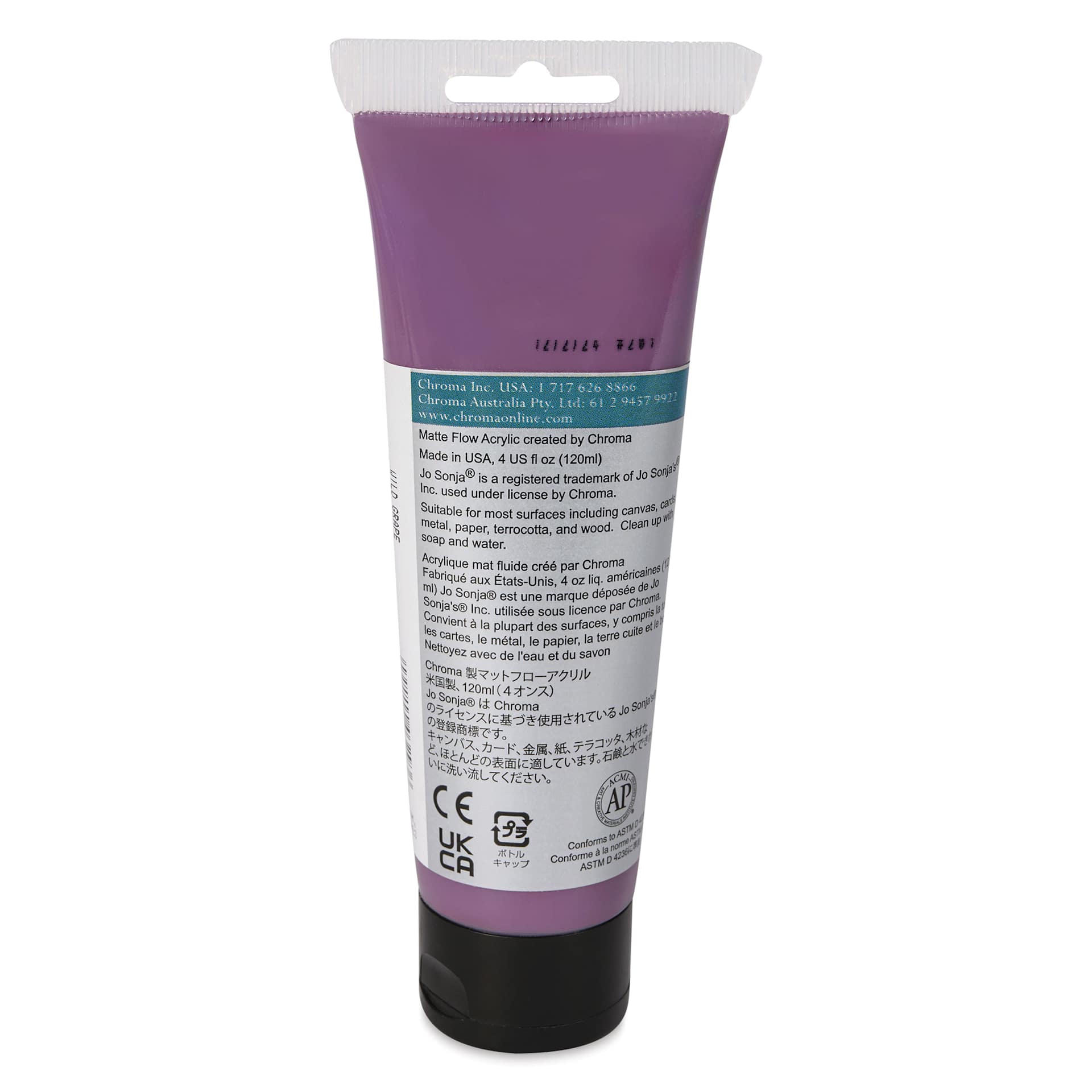 Chroma's Jo Sonja Color Trends Acrylic Paint - Wild Grapes, 120 ml tube - back