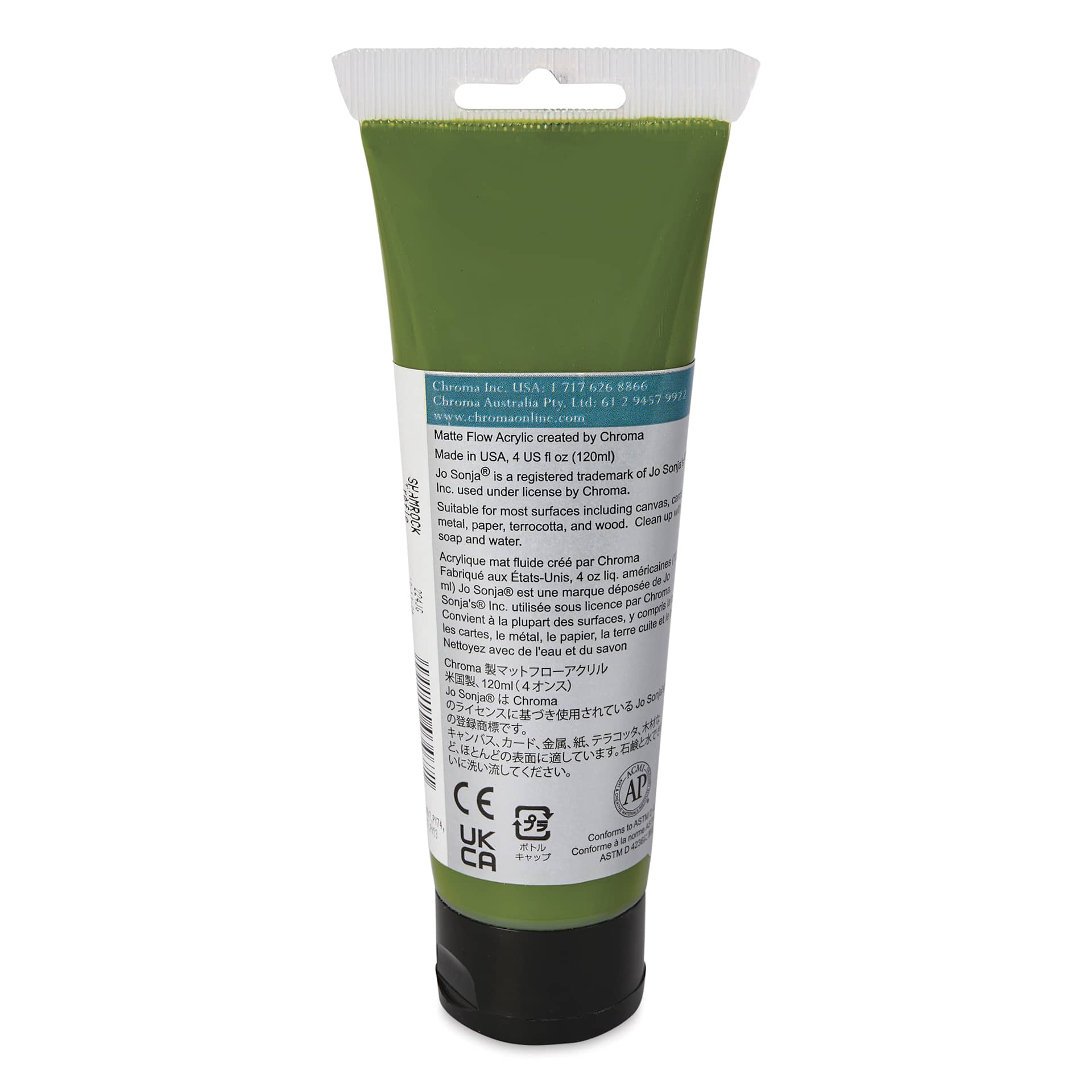 Chroma's Jo Sonja Color Trends Acrylic Paint - Shamrock, 120 ml tube - back