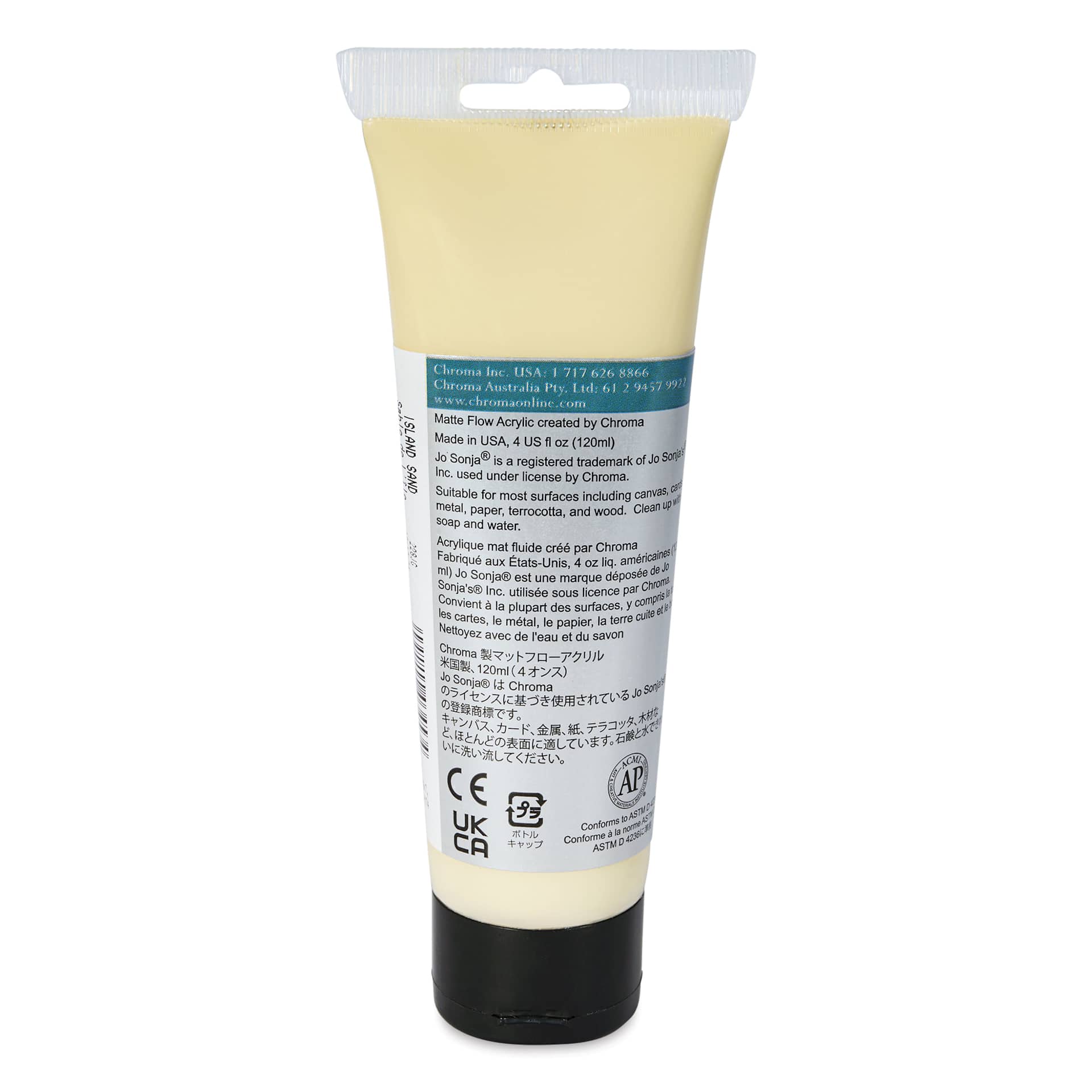 Chroma's Jo Sonja Color Trends Acrylic Paint - Island Sand, 120 ml tube - back