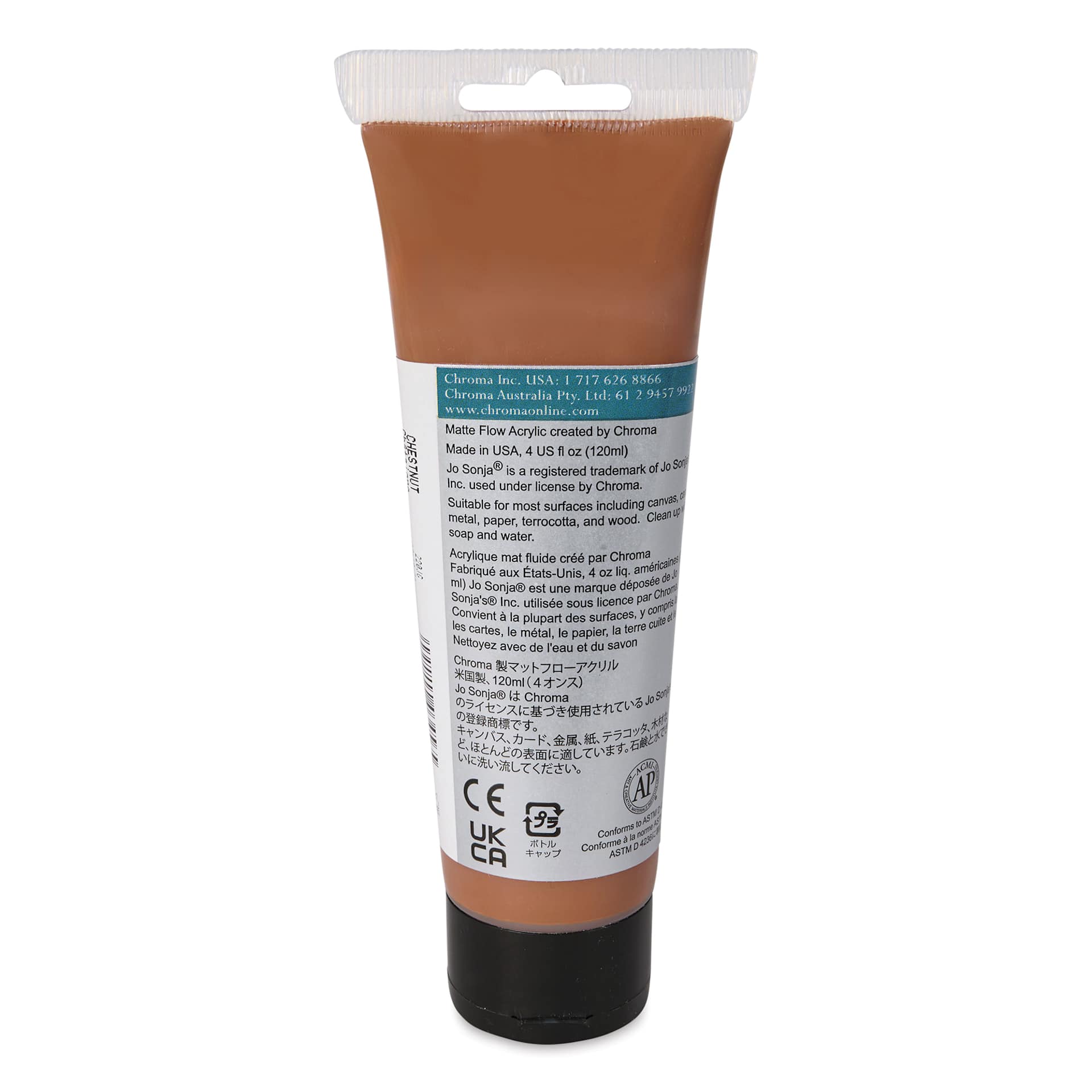 Chroma's Jo Sonja Color Trends Paint - Chestnut, 4 oz tube - back