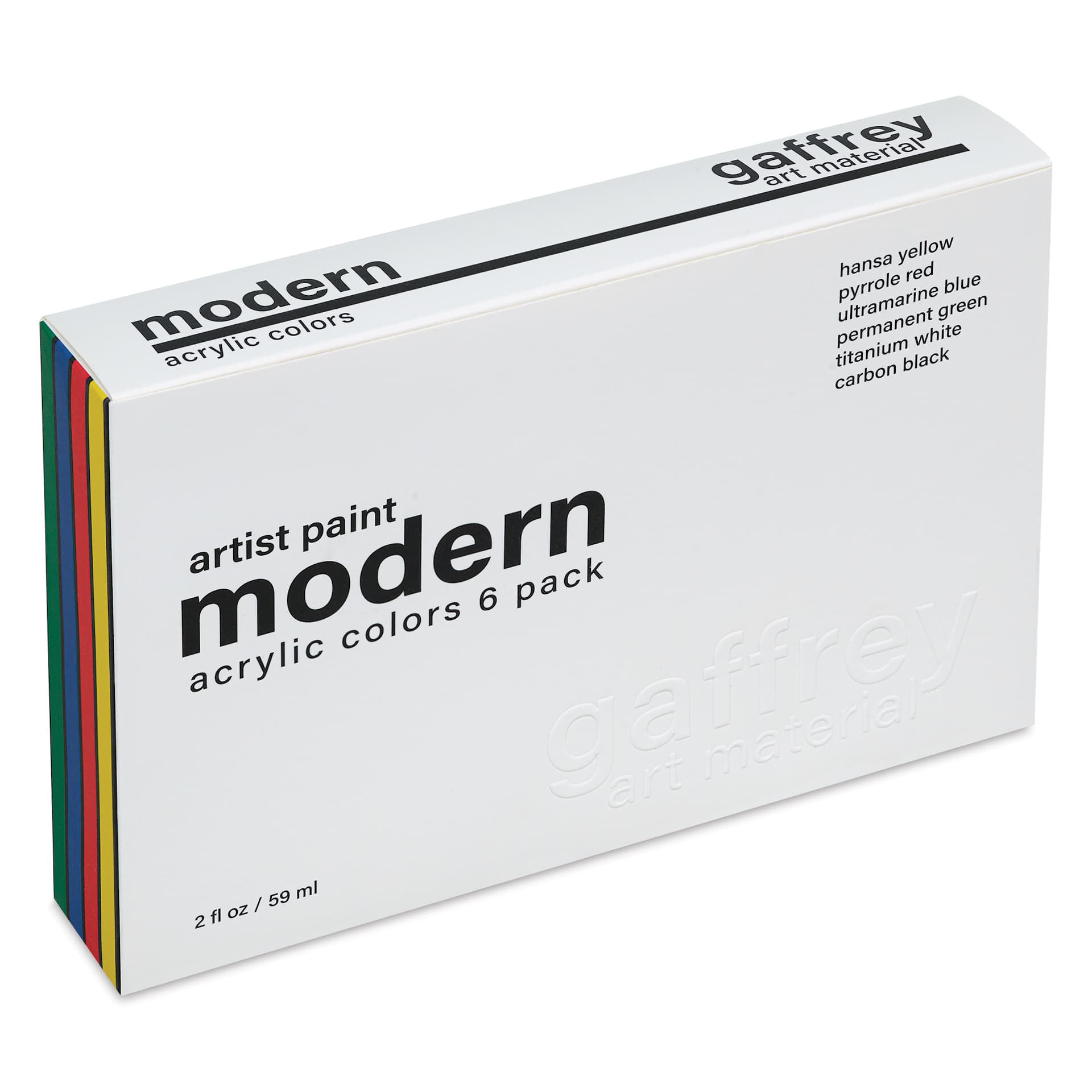 Gaffrey Art Material Standard Body Acrylic Paints - Set of 6, Modern Colors, 59 ml Tube front of package