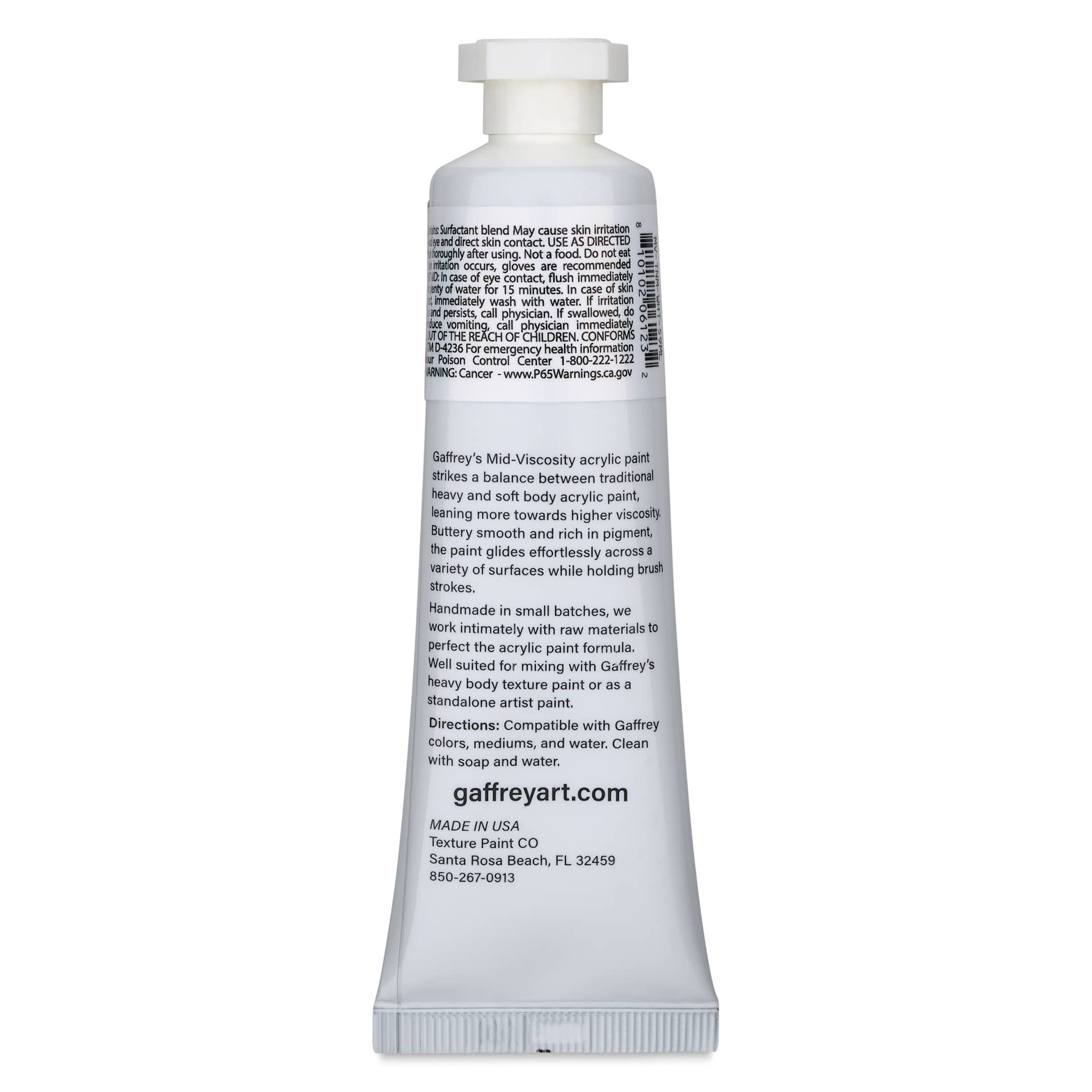 Gaffrey Art Material Standard Body Acrylic Paint - Titanium White, 59 ml tube back
